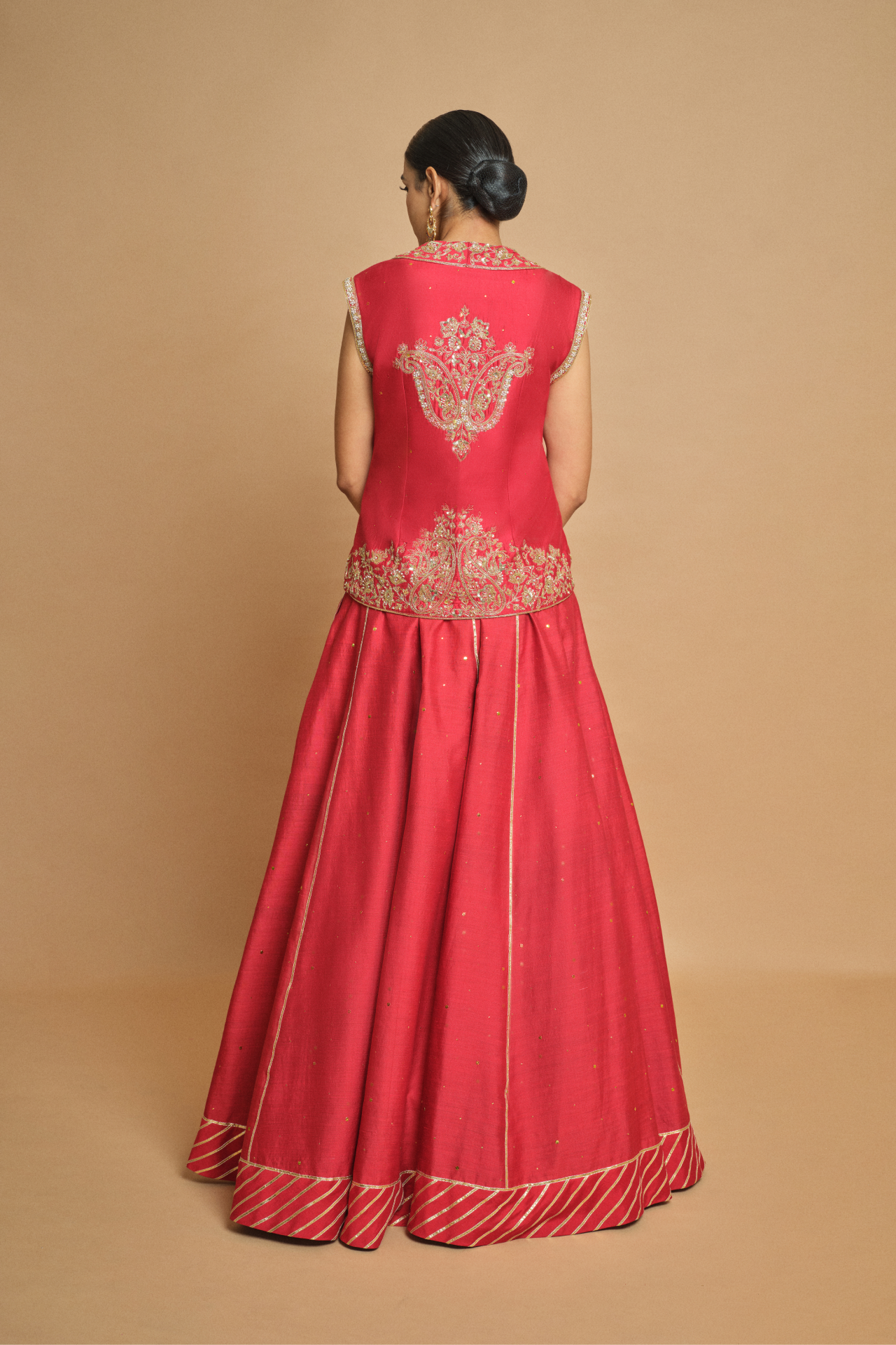 Maroon Embroidered Gota Lehenga