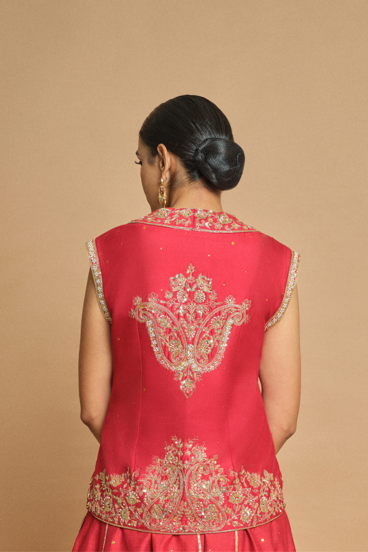 Maroon Embroidered Waistcoat