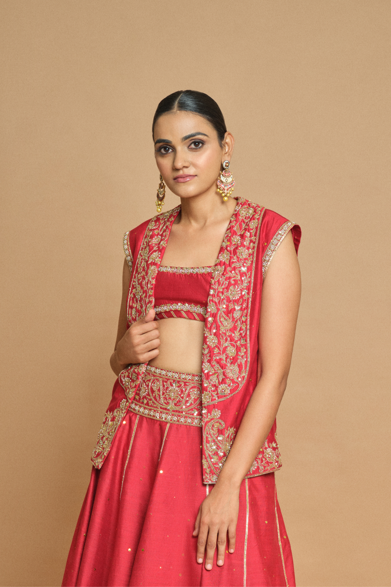Maroon Embroidered Waistcoat