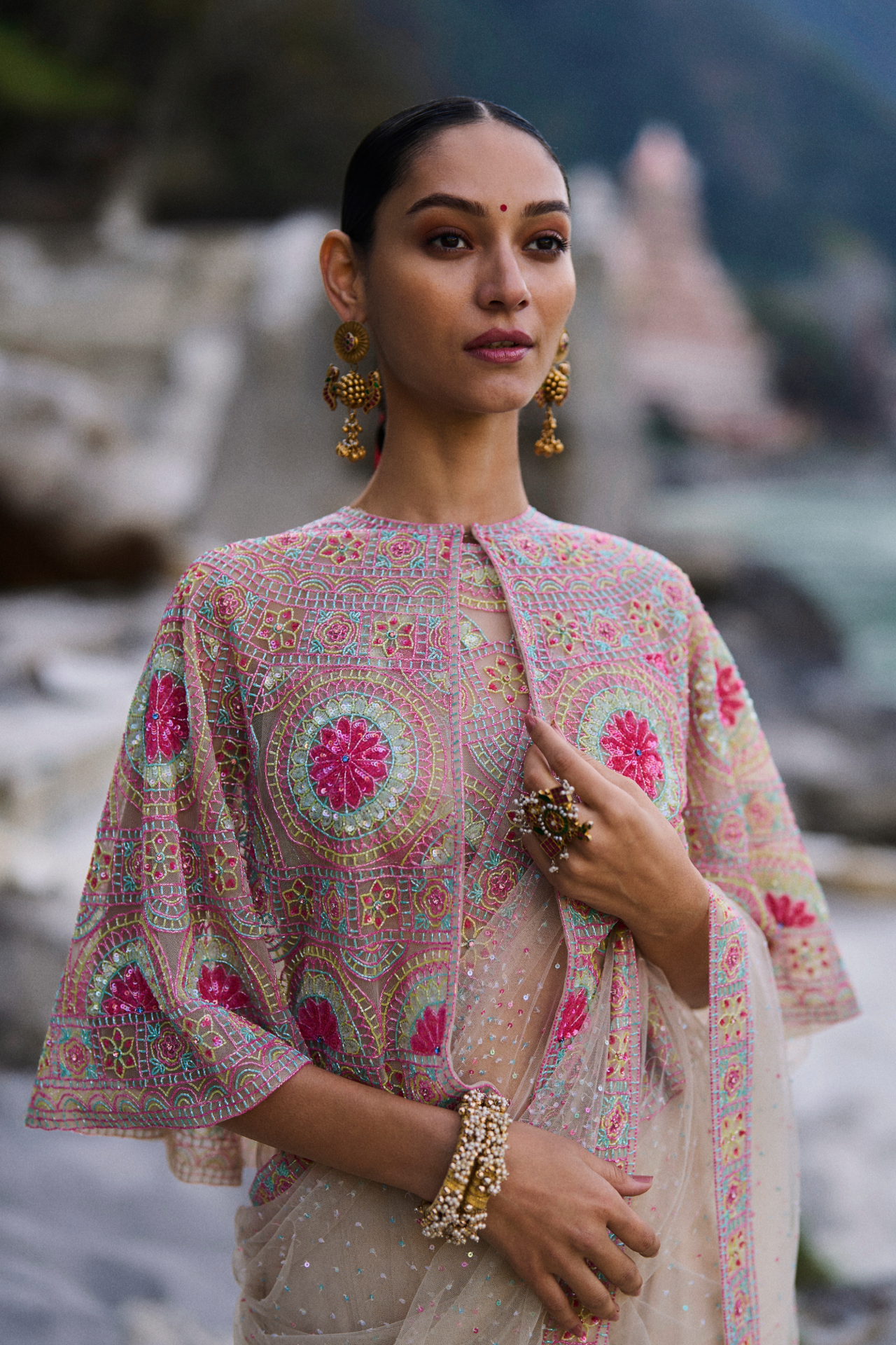 Multi Cutbeads Choli