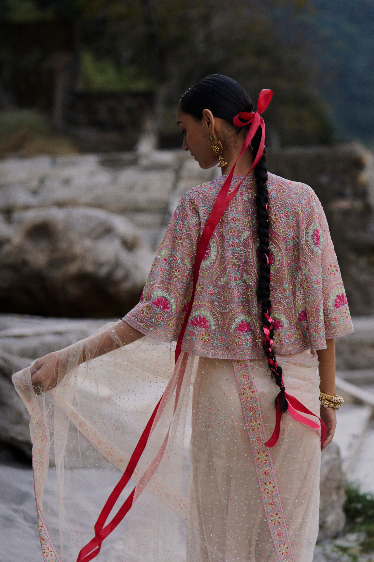 Multi Cutbeads Choli