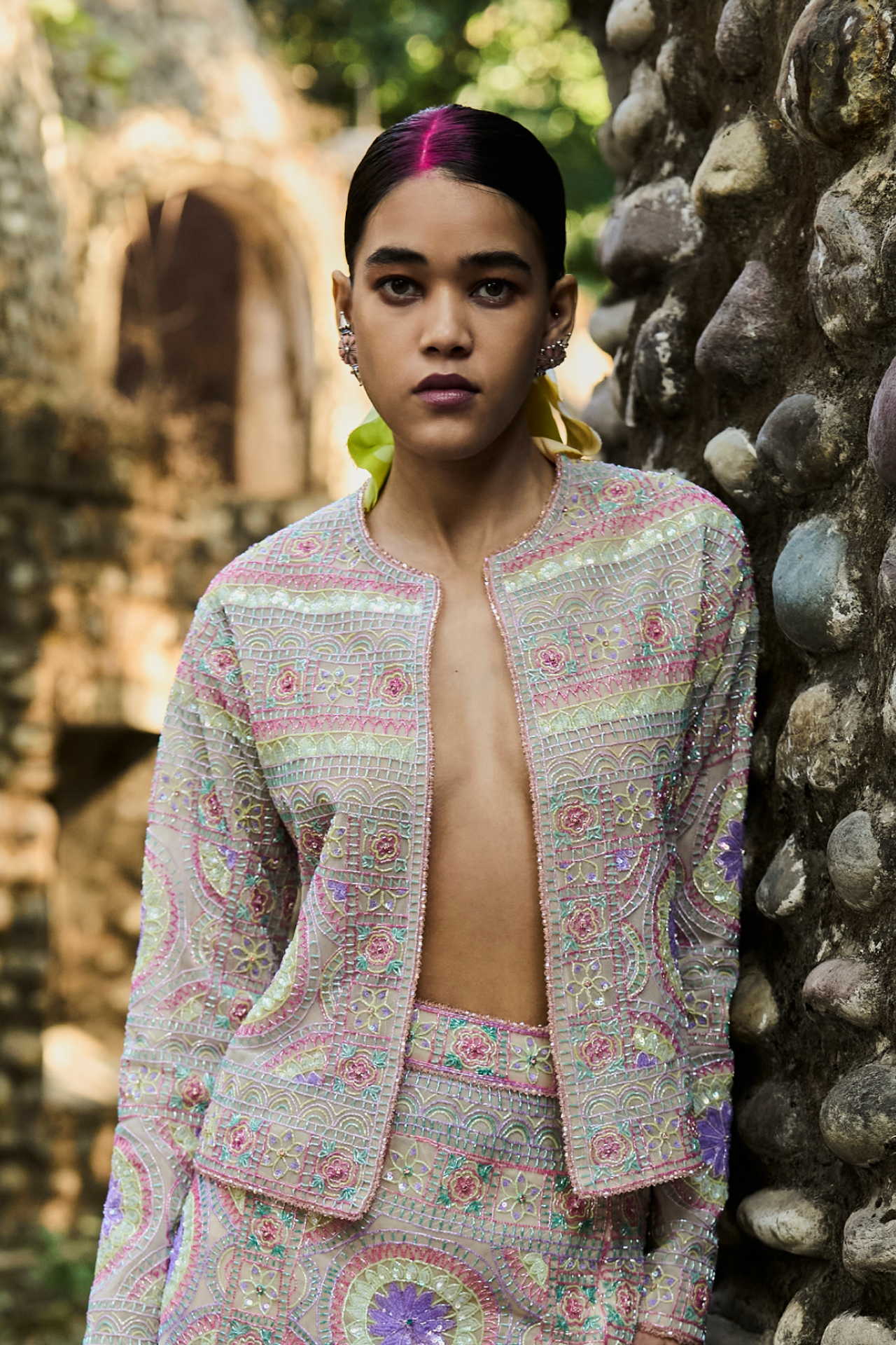 Multi Cutbeads Embroidered Jacket
