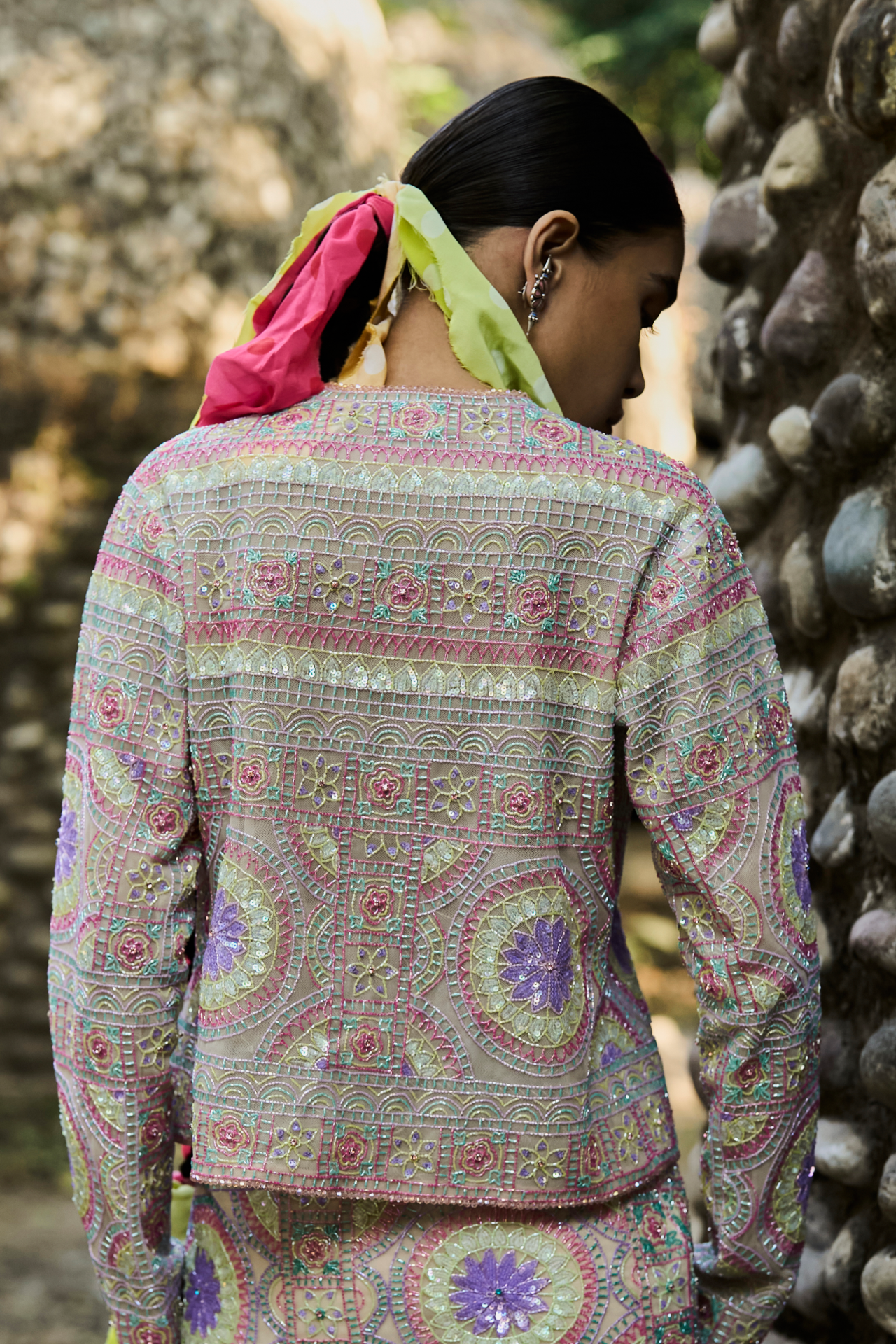 Multi Cutbeads Embroidered Jacket