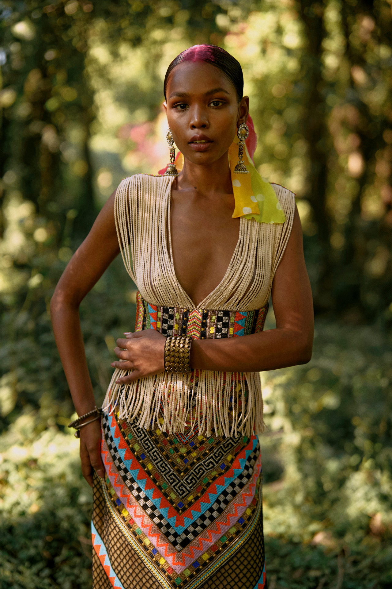 Multicolour Long Skirt With Side Slits