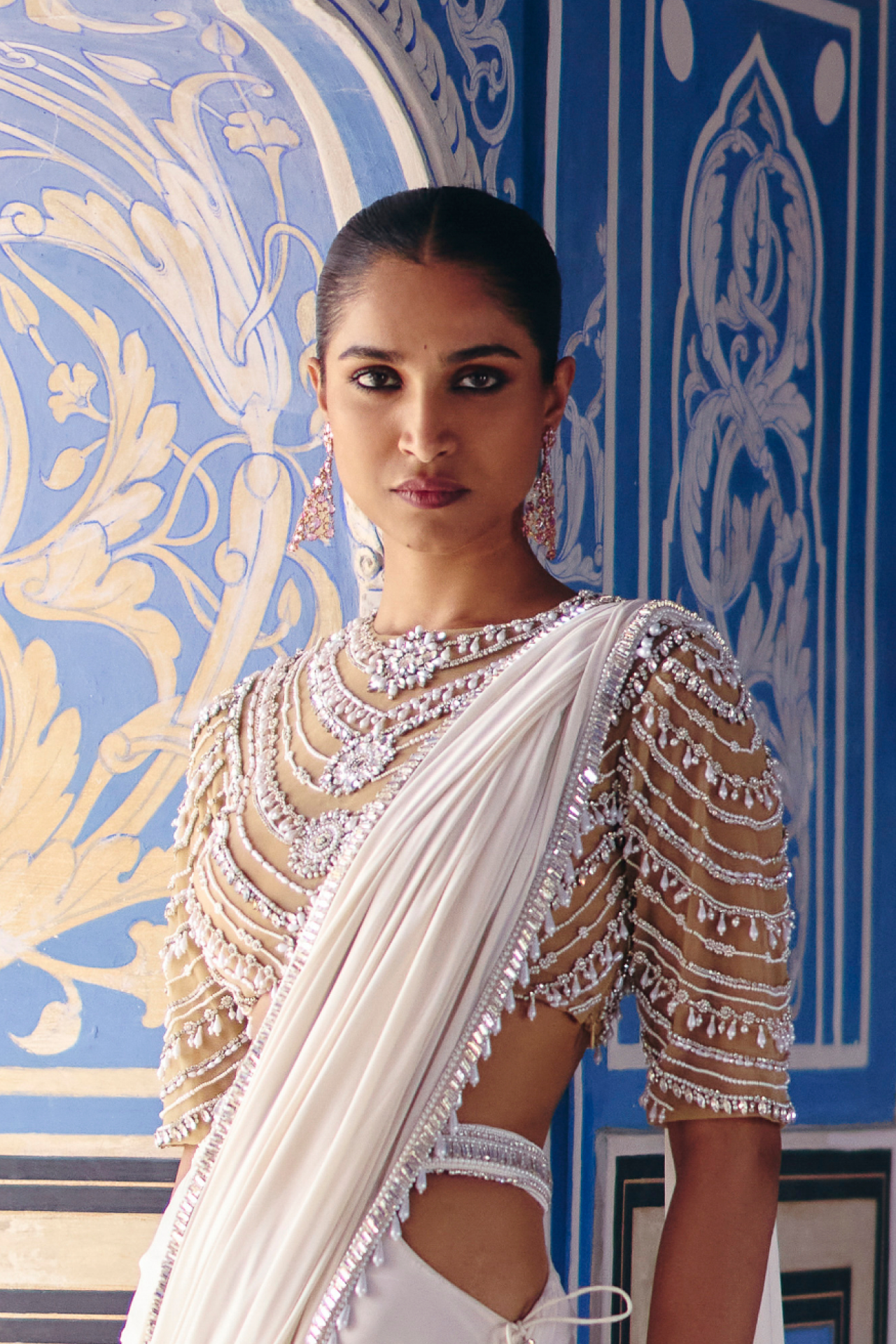 Nude Choli With Pearl Embroidery