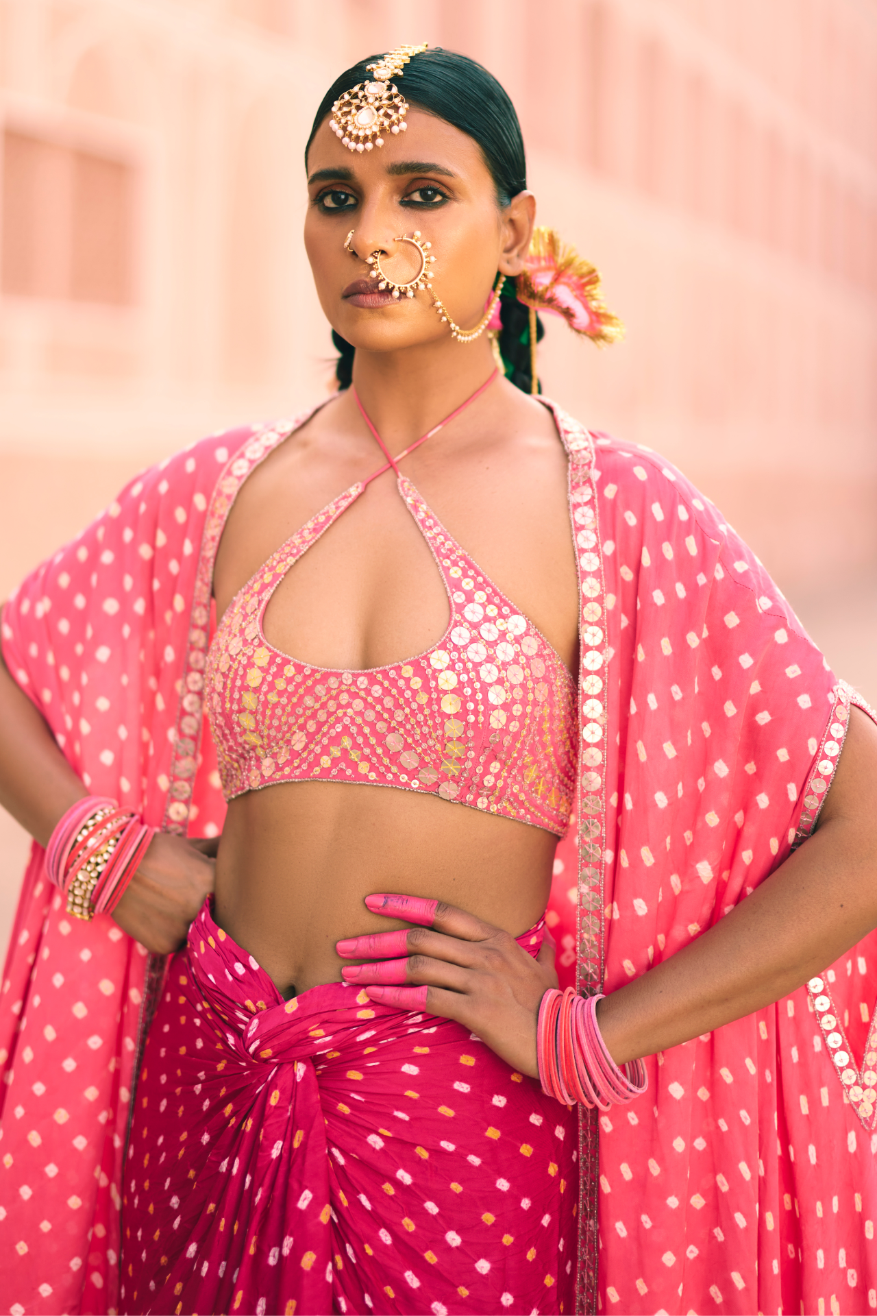 Pink Choli With Key Hole
