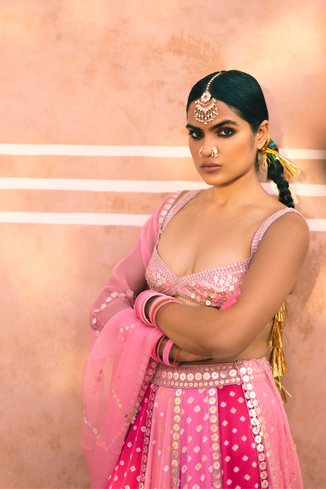 Pink Shaded Panel Skirt
