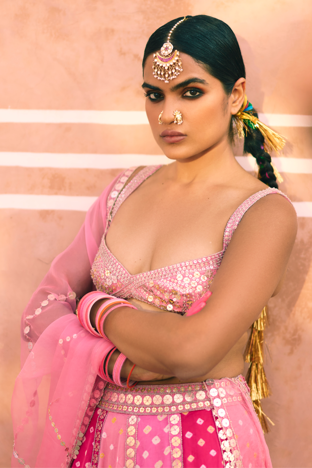 Pink Side Cut Out Choli
