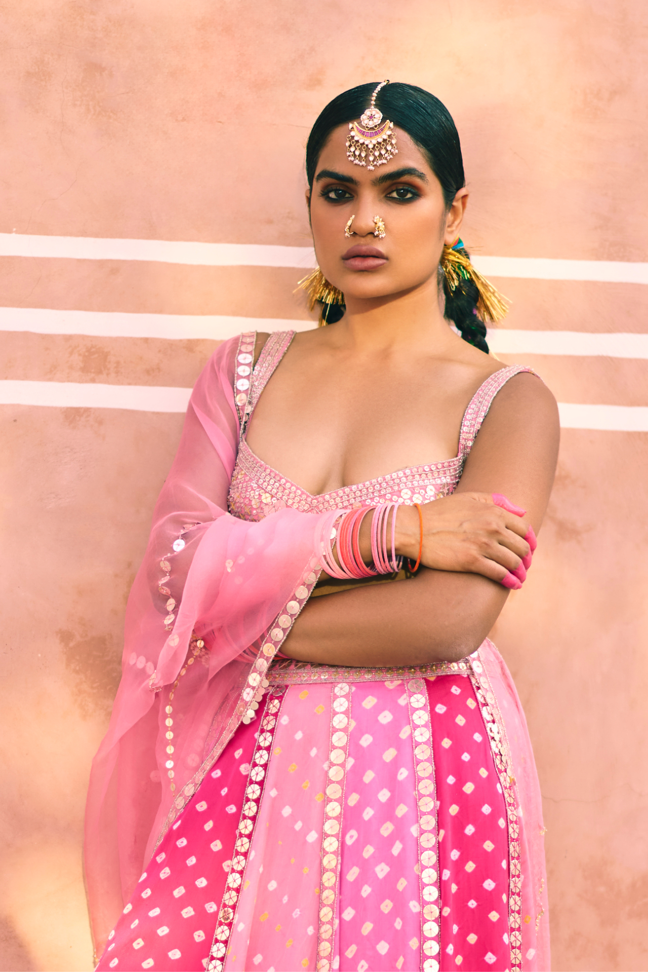 Pink Side Cut Out Choli