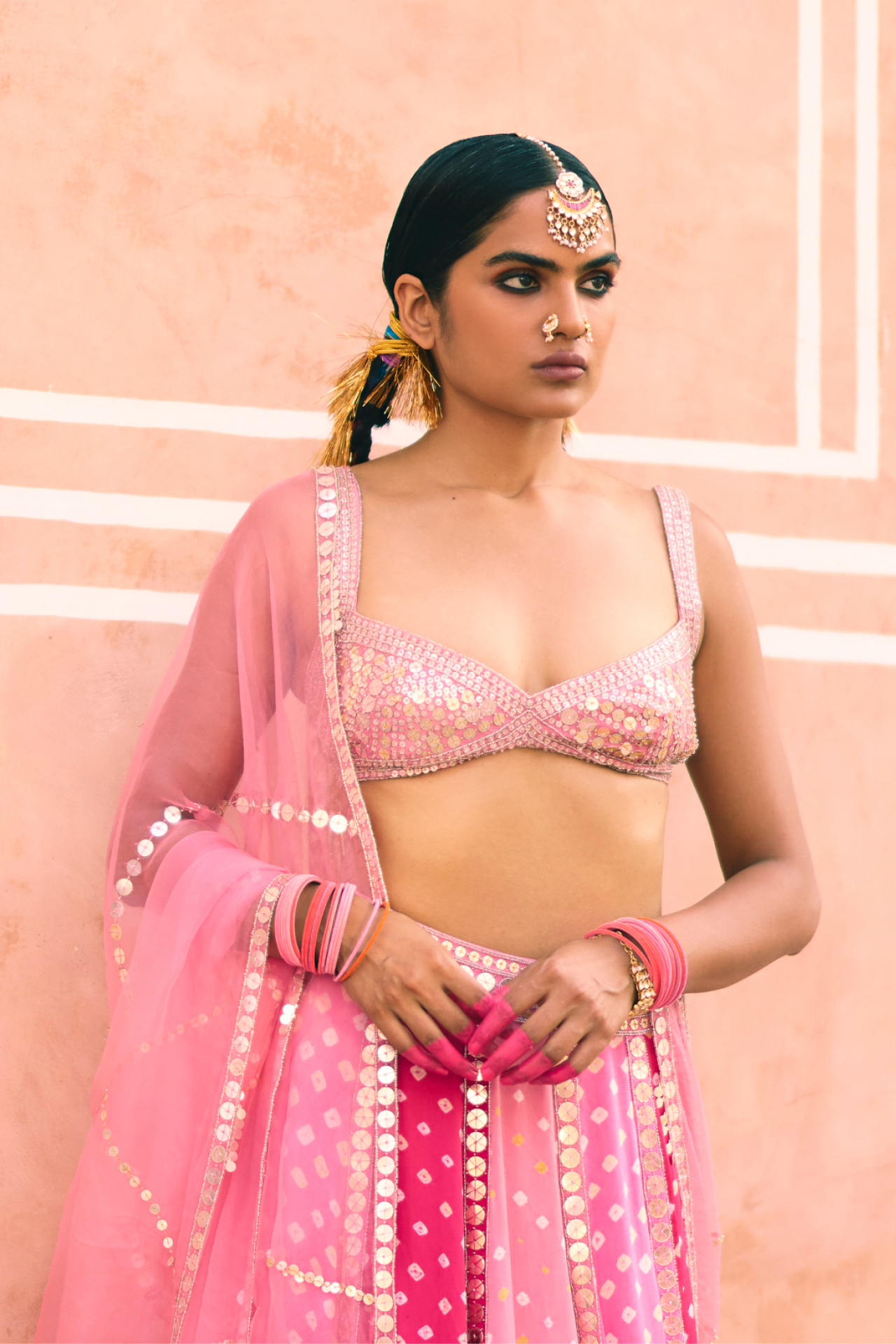 Pink Side Cut Out Choli