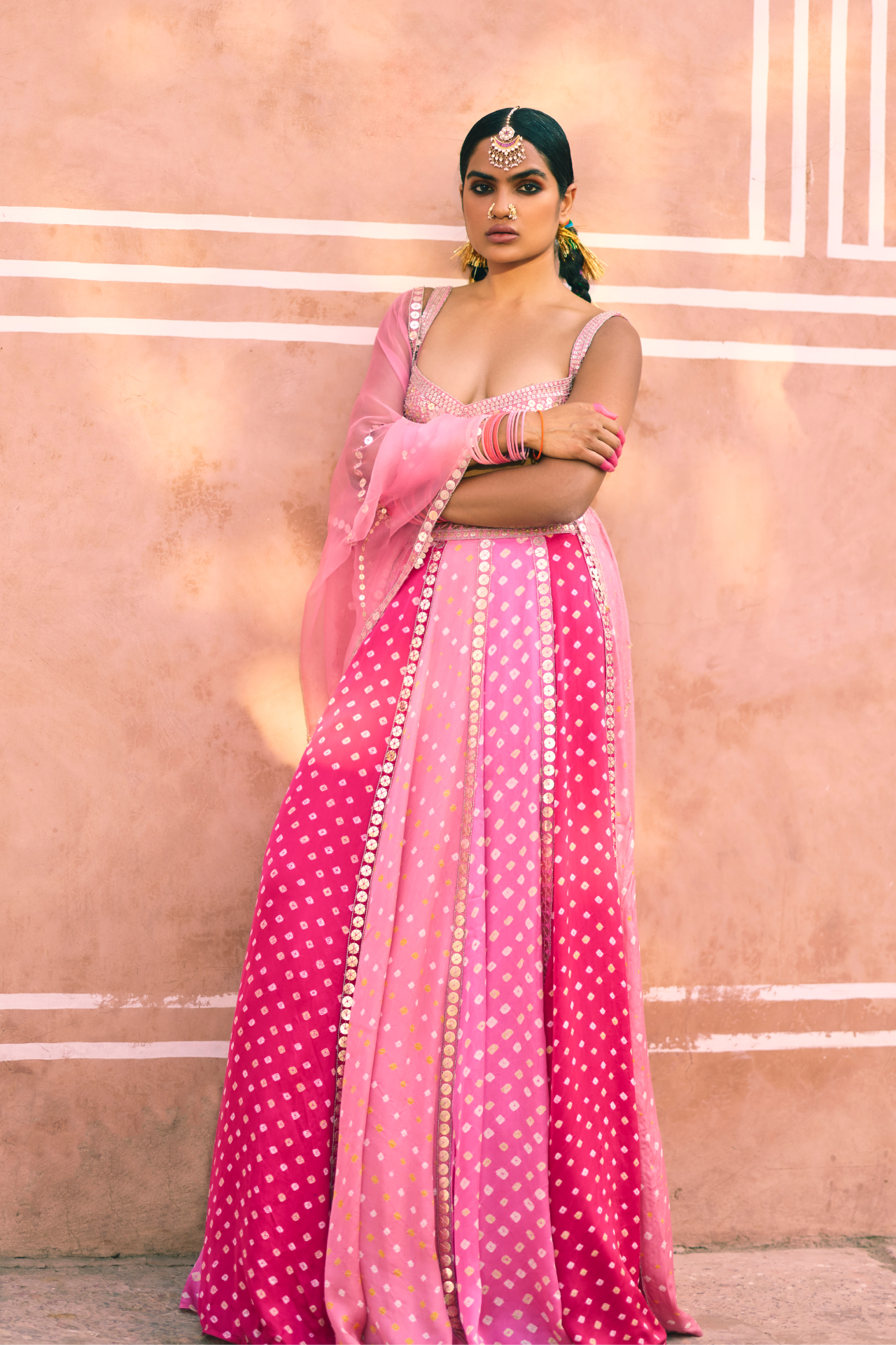 Pink Shaded Panel Skirt