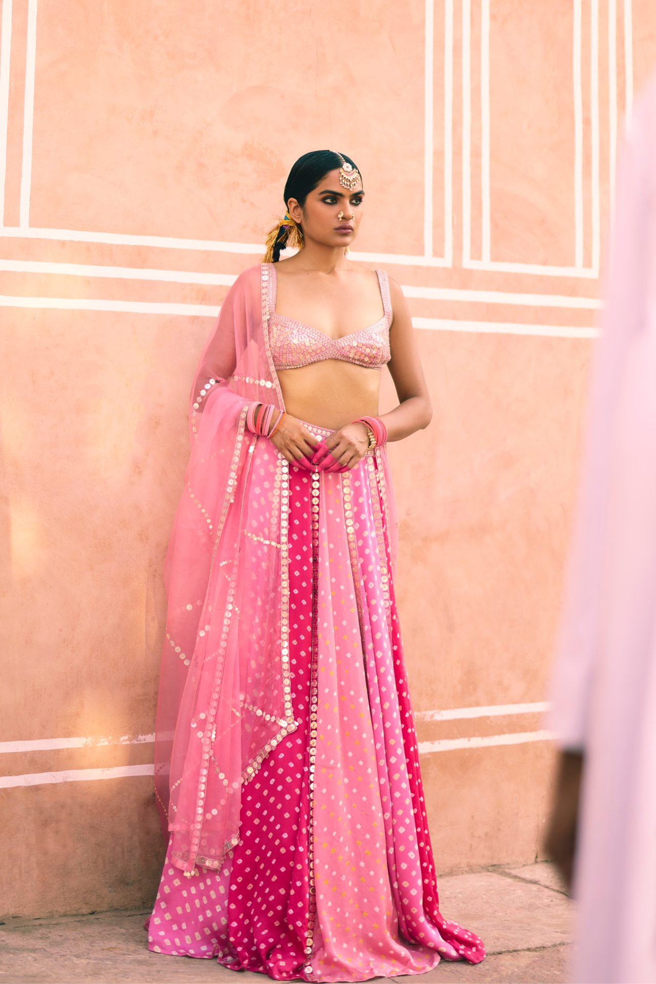 Pink Shaded Panel Skirt