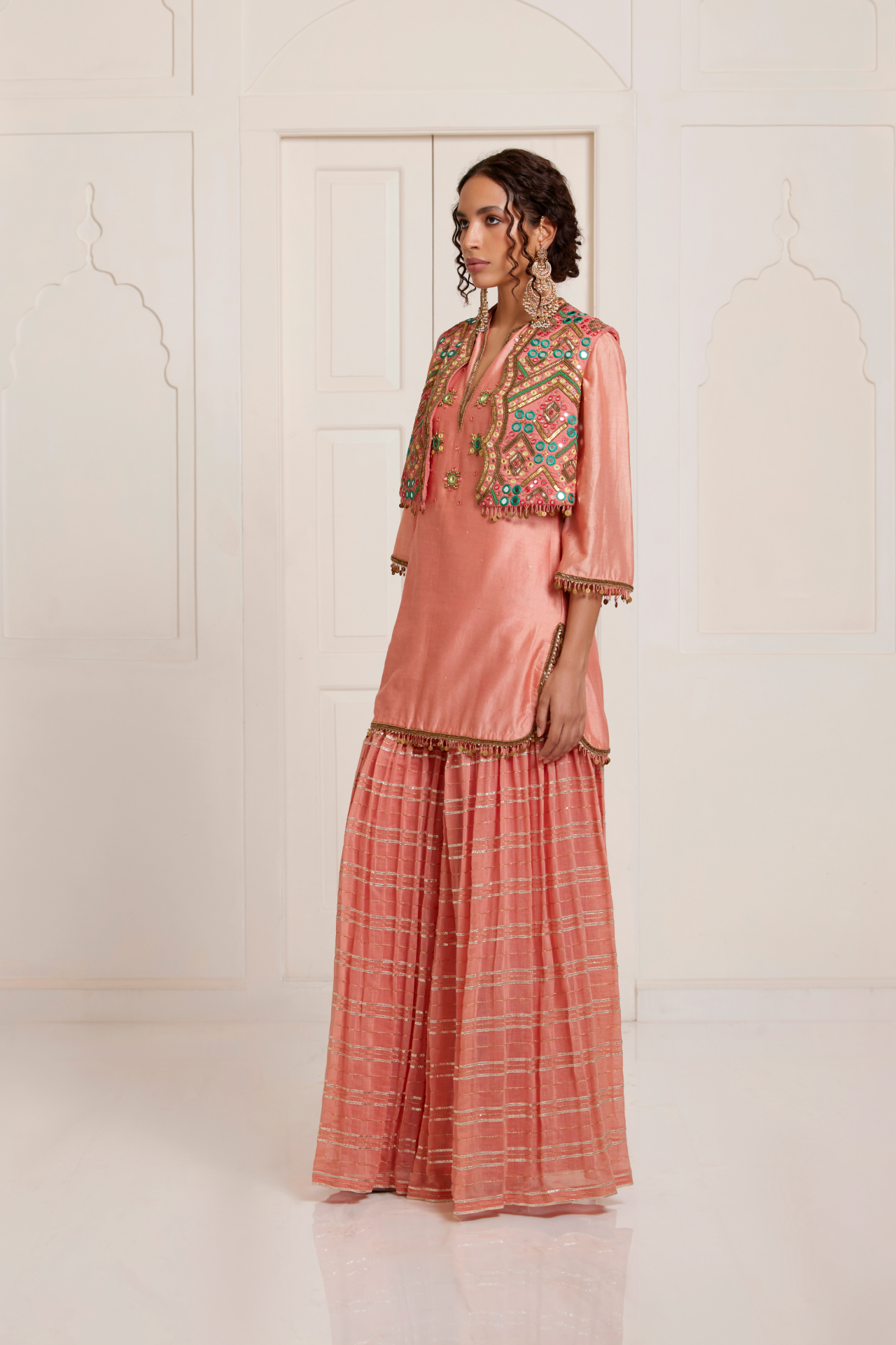 Peach Badla Kurta