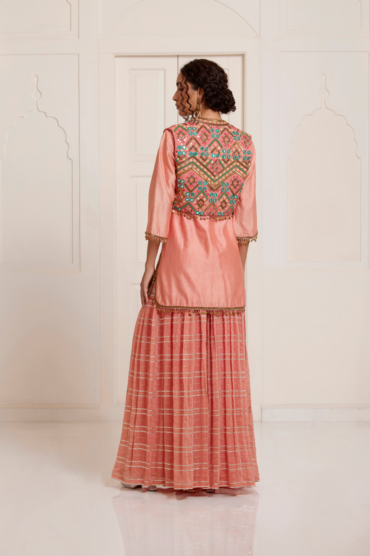 Peach Badla Kurta