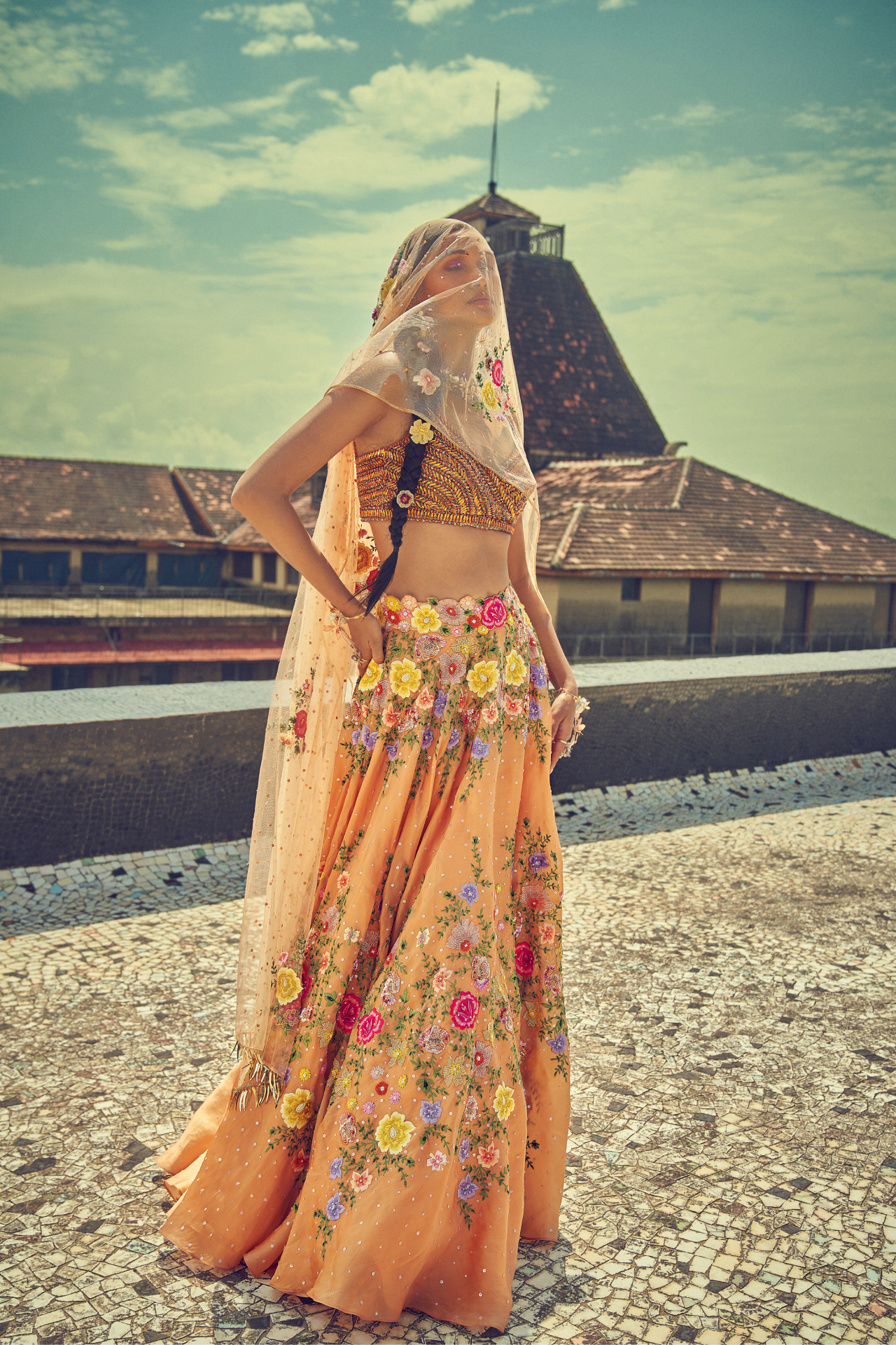 Peach Floral Skirt