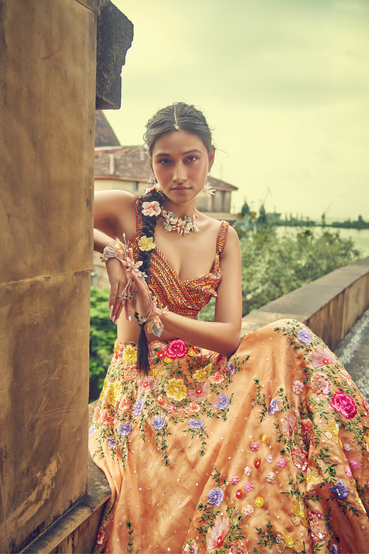 Peach Floral Skirt