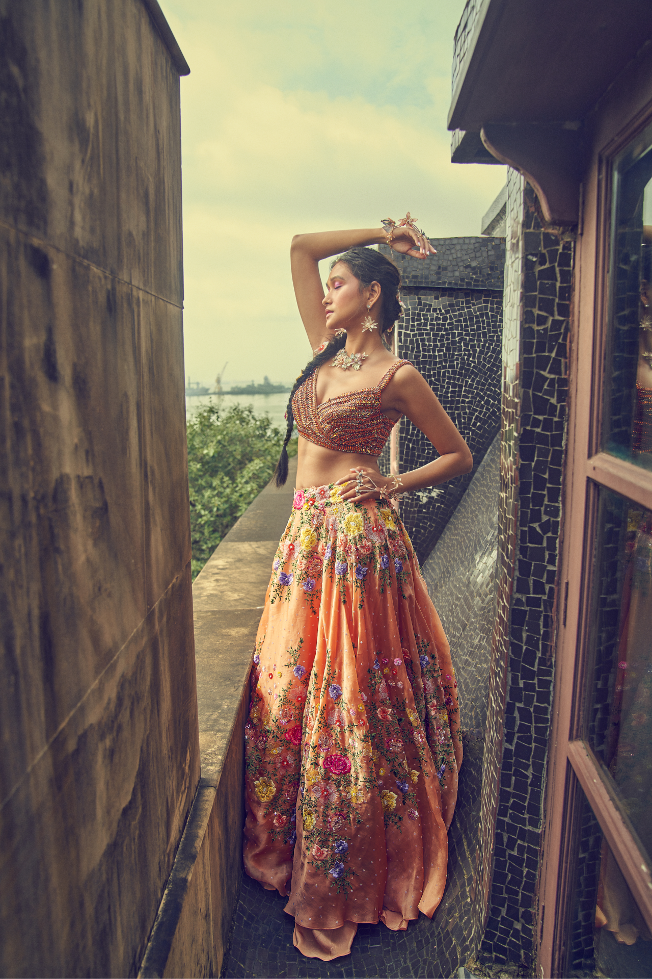 Peach Floral Skirt