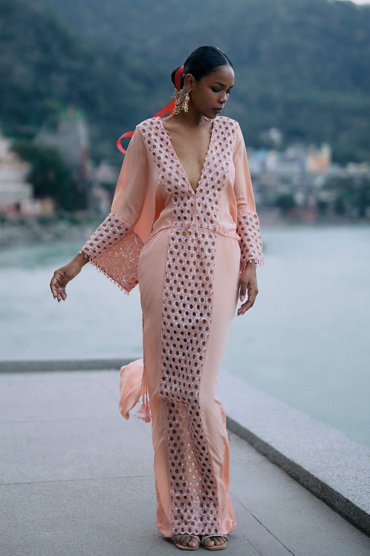 Peach Hexagon Kaftan