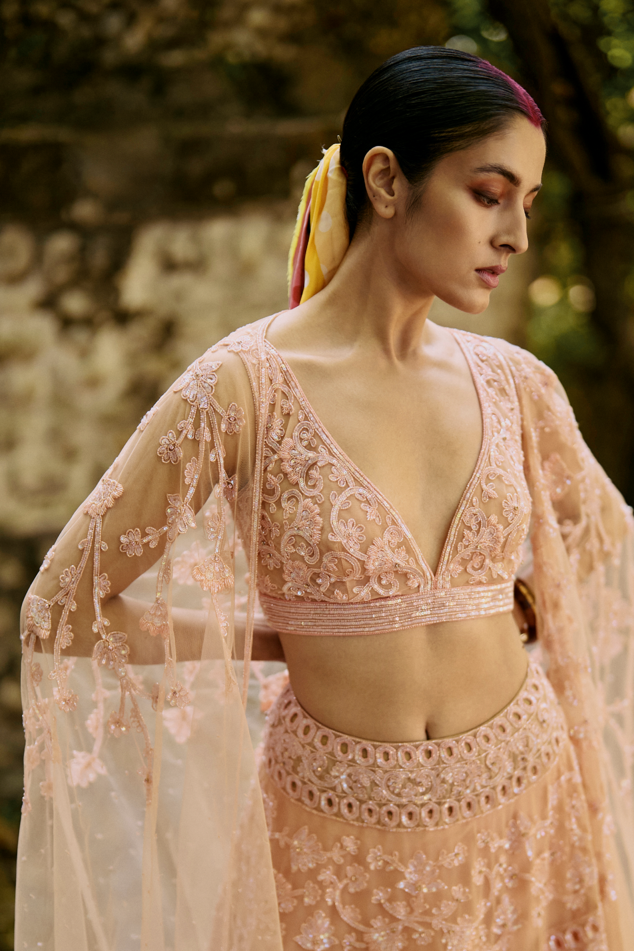 Peach Sleeveless Choli