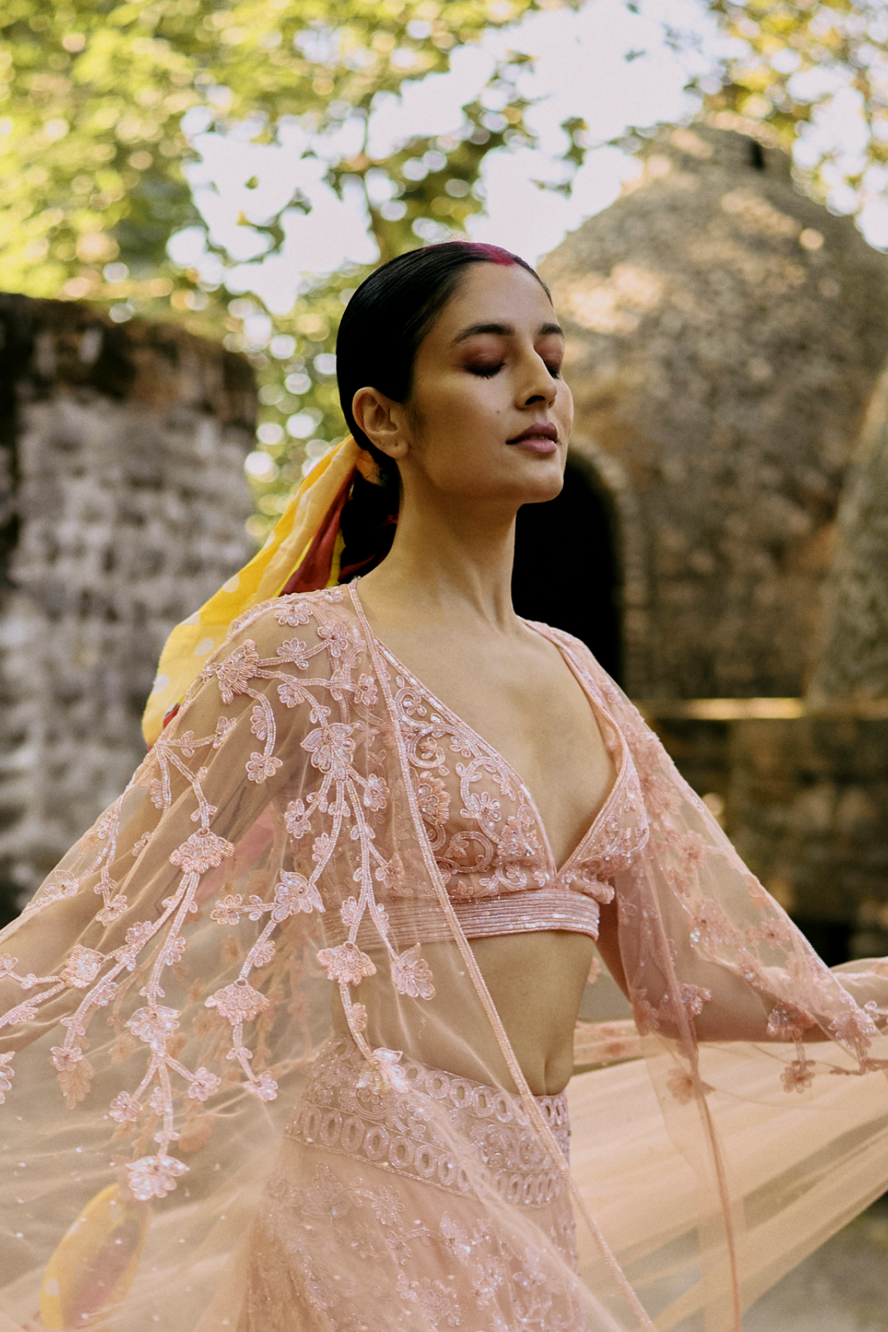 Peach Sleeveless Choli