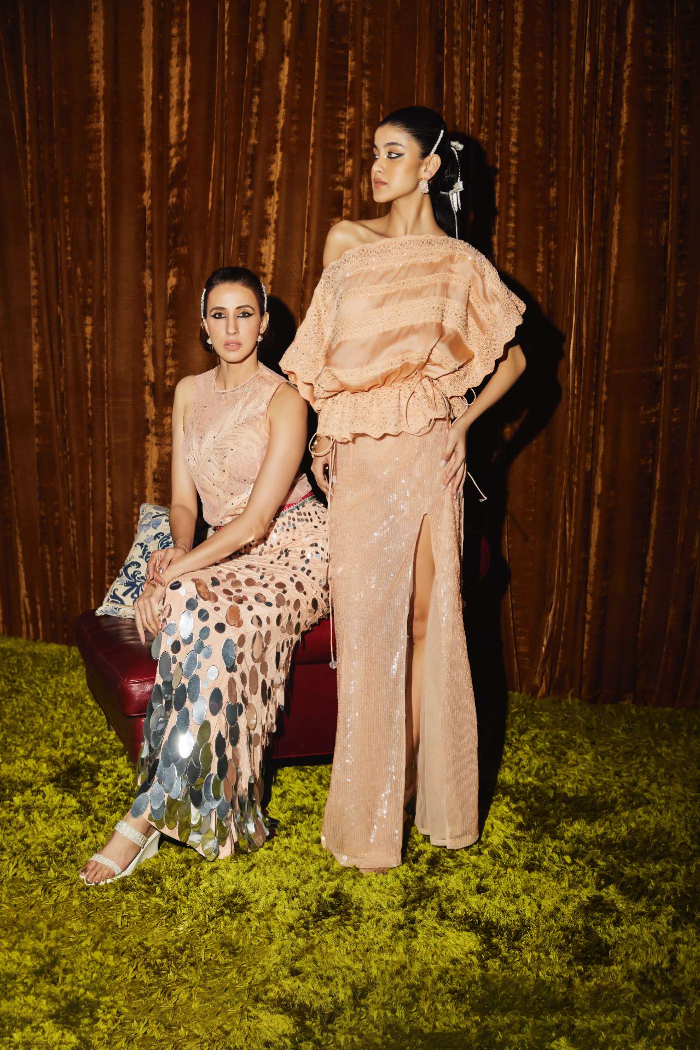 Peach Sequinned Skirt