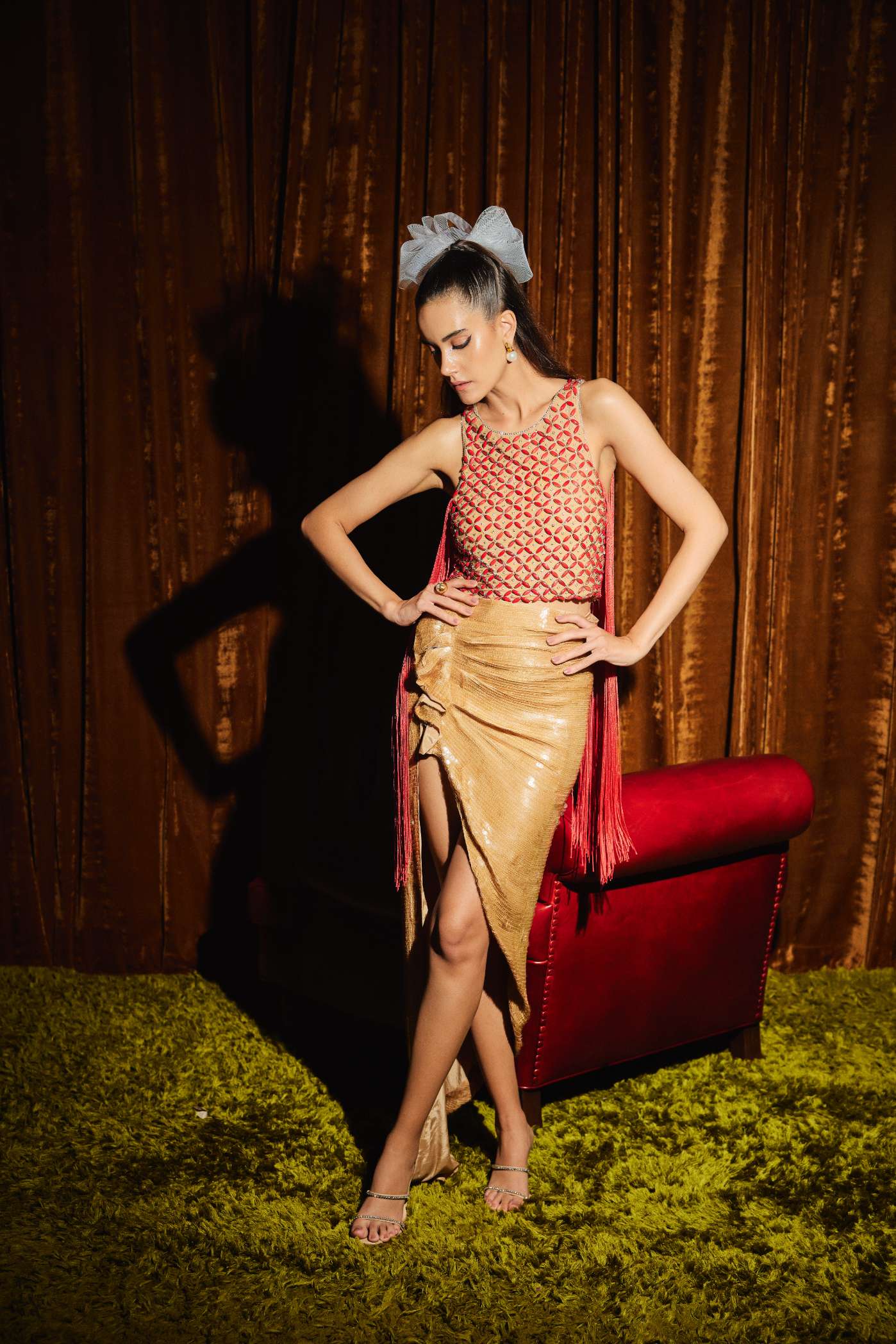 Coral Stone Top With Fringe