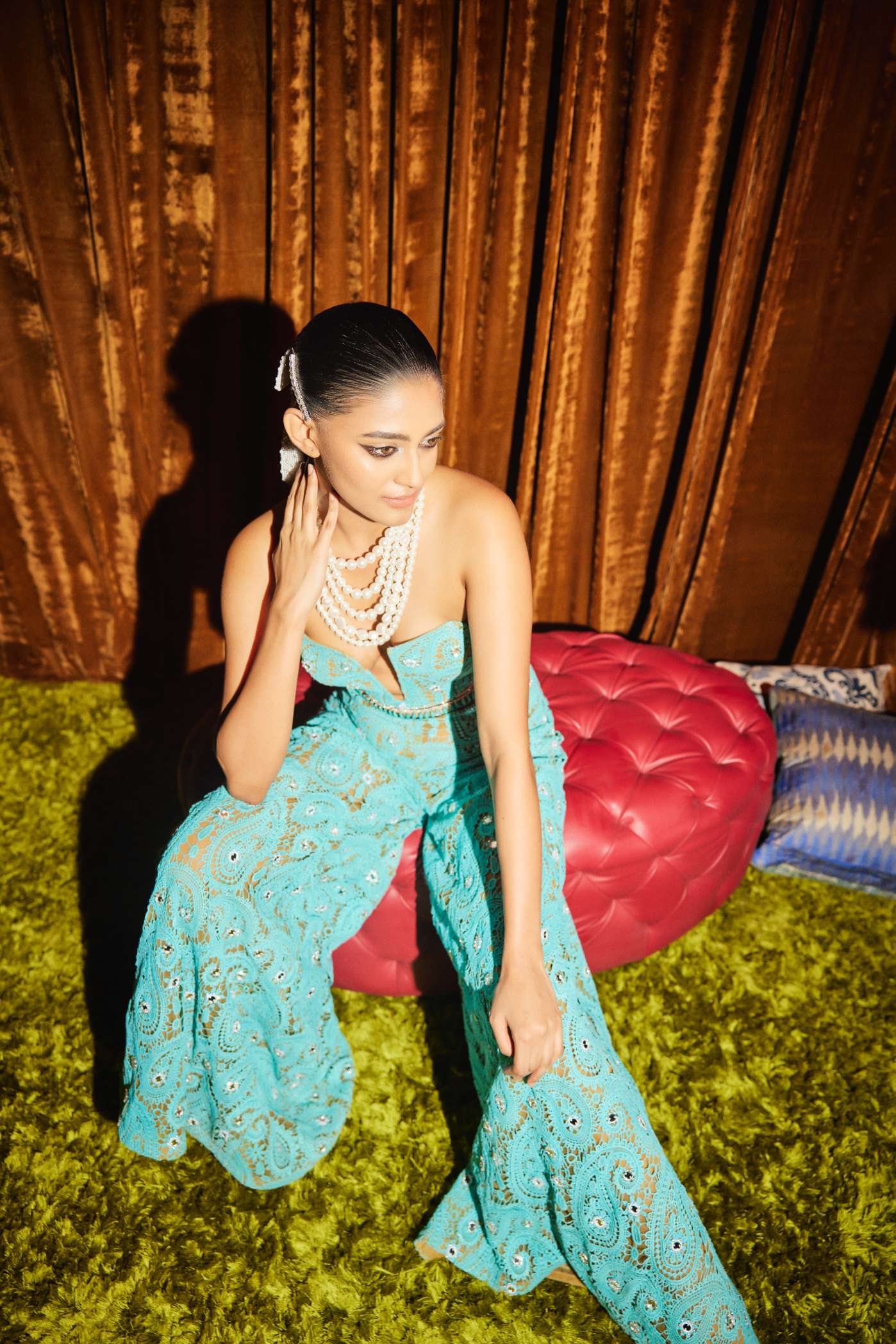 Turquoise Paisley Crochet Jumpsuit