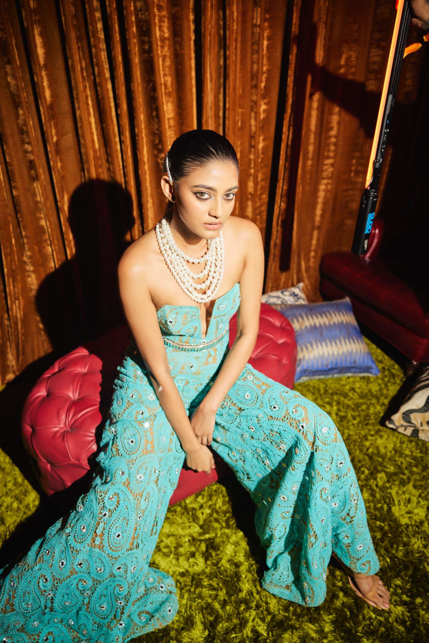 Turquoise Paisley Crochet Jumpsuit