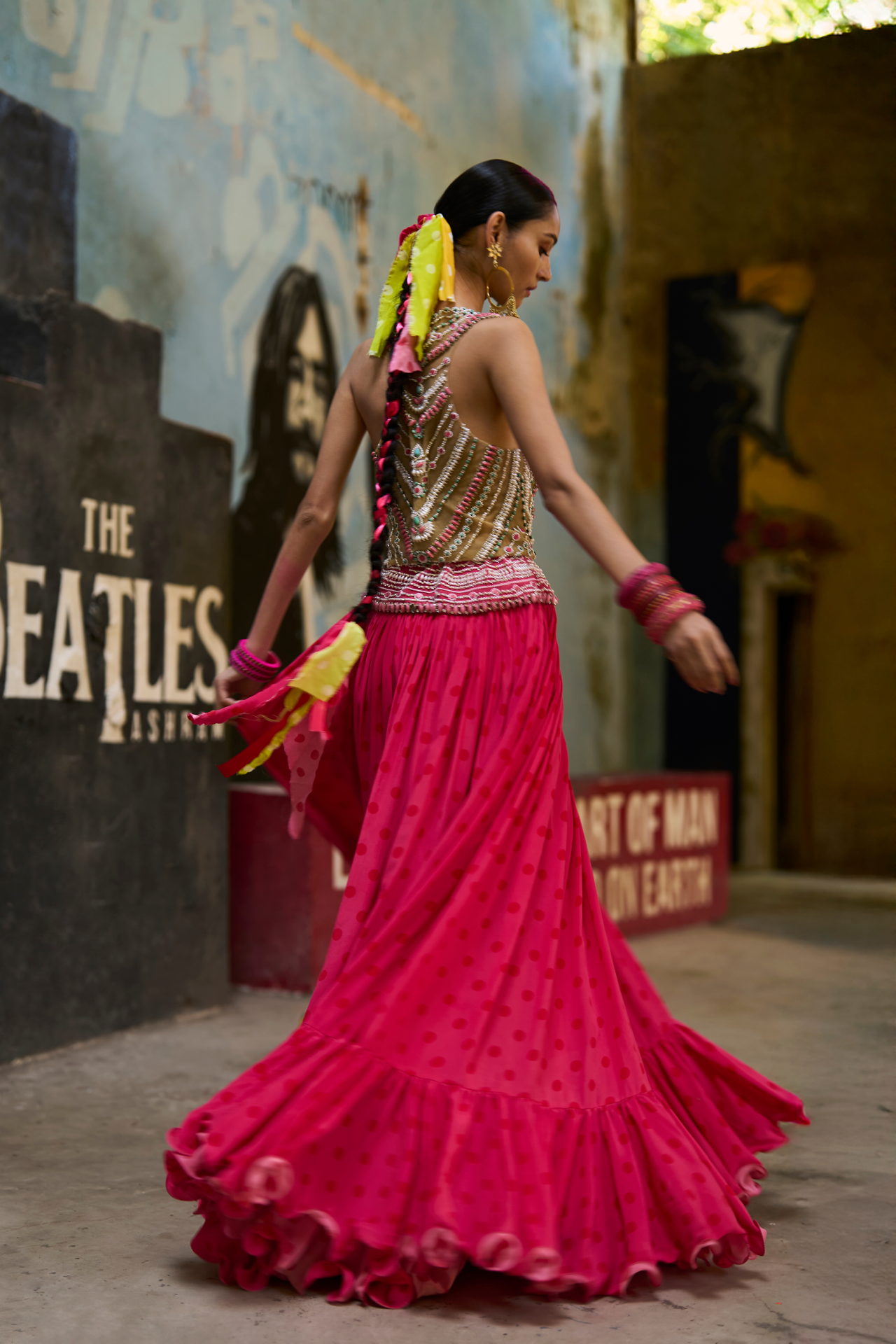 Pink and Red Jeweled Polka Skirt