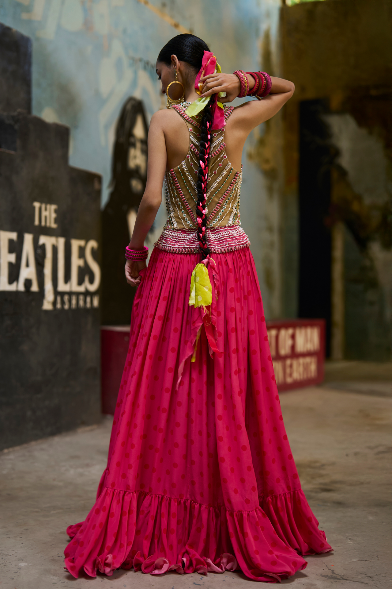 Pink and Red Jeweled Polka Skirt
