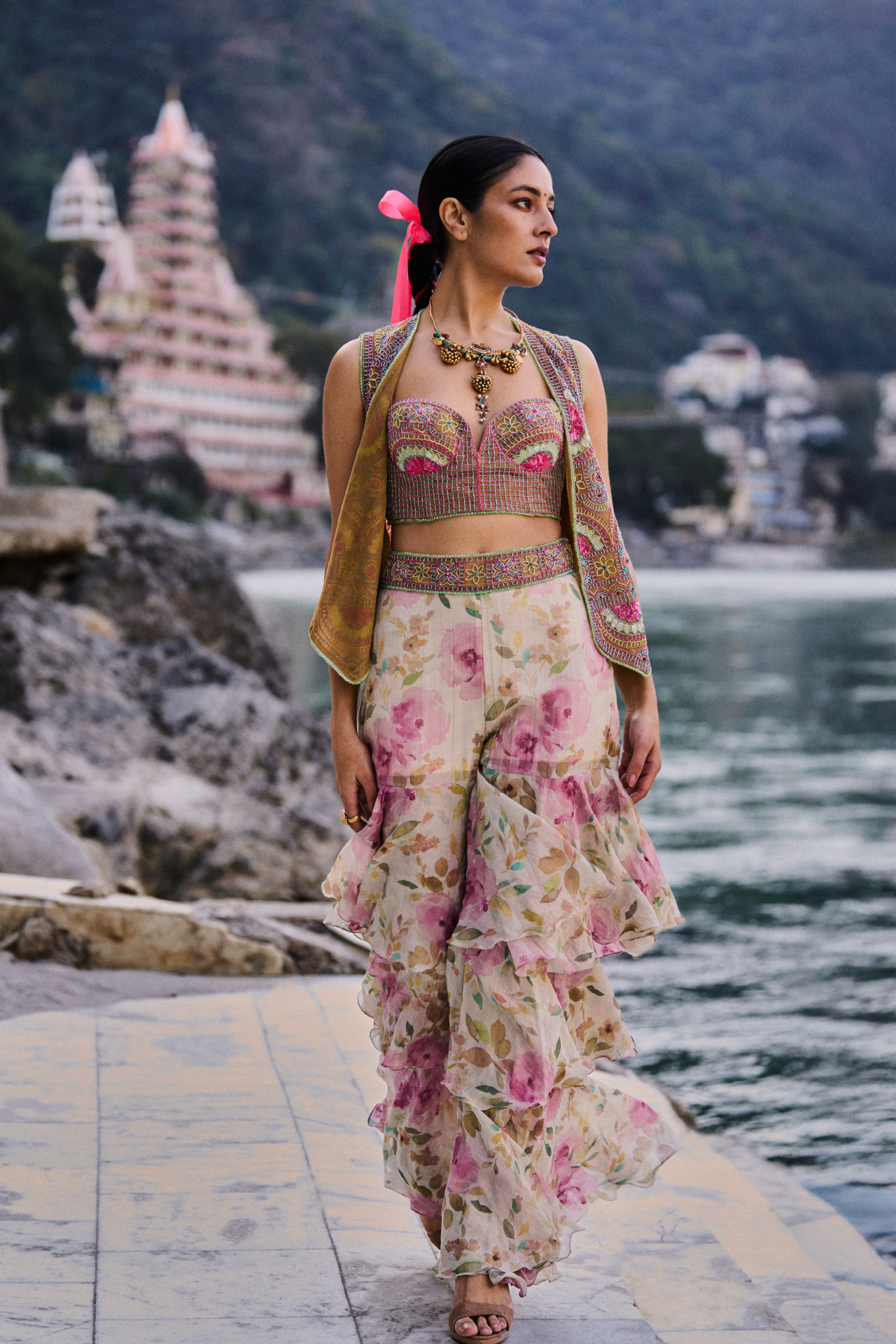 Printed Ruffle Pants