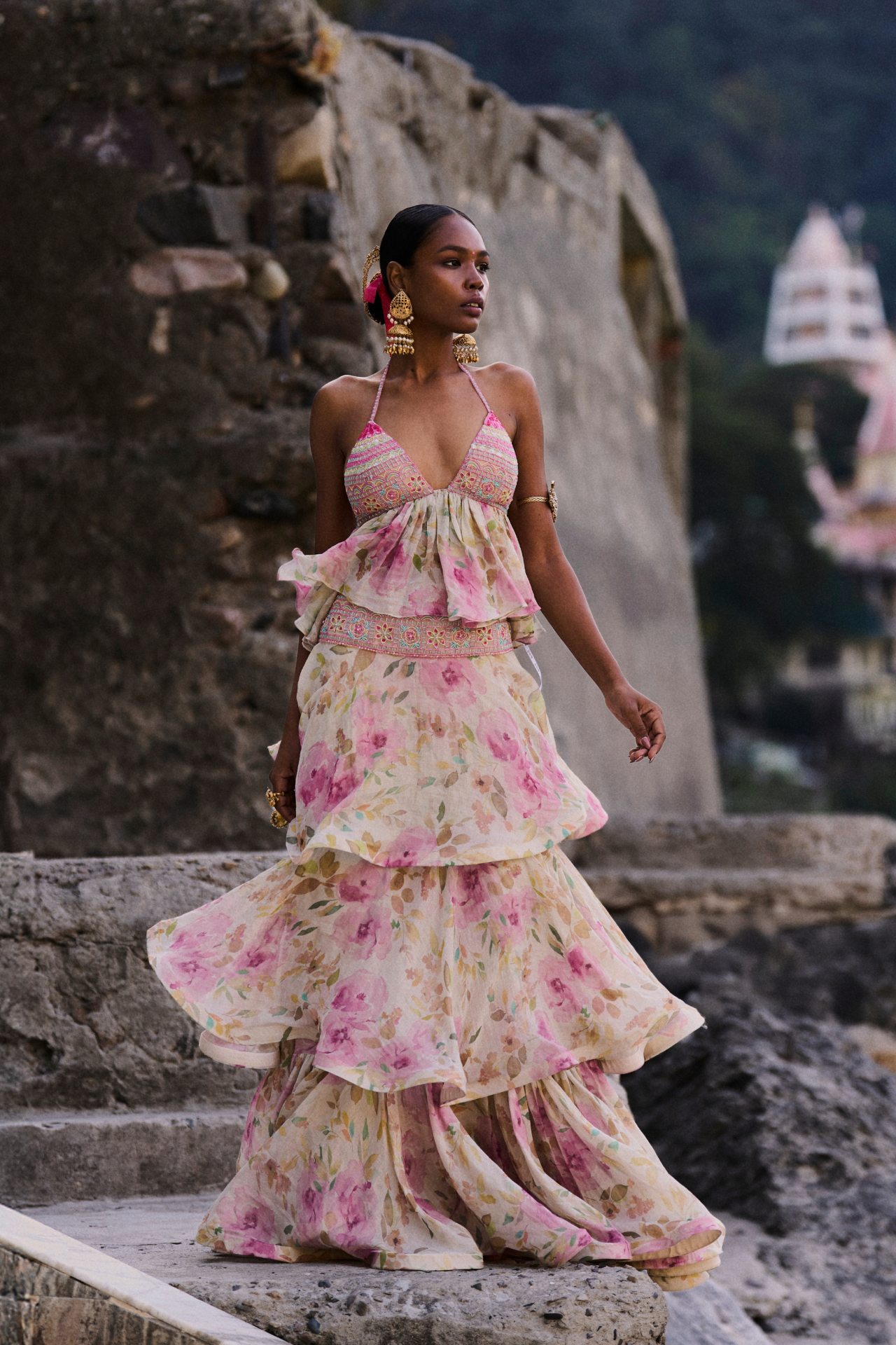 Printed Tiered Skirt