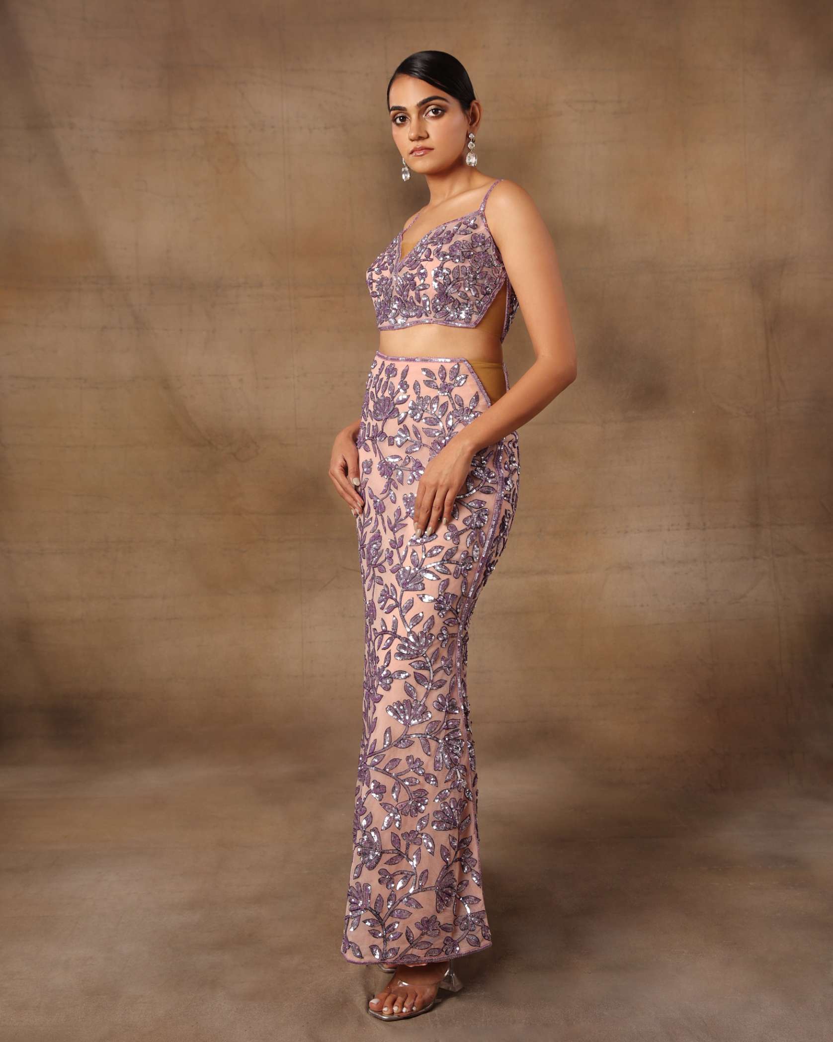 Lilac Floral Skirt with Slip