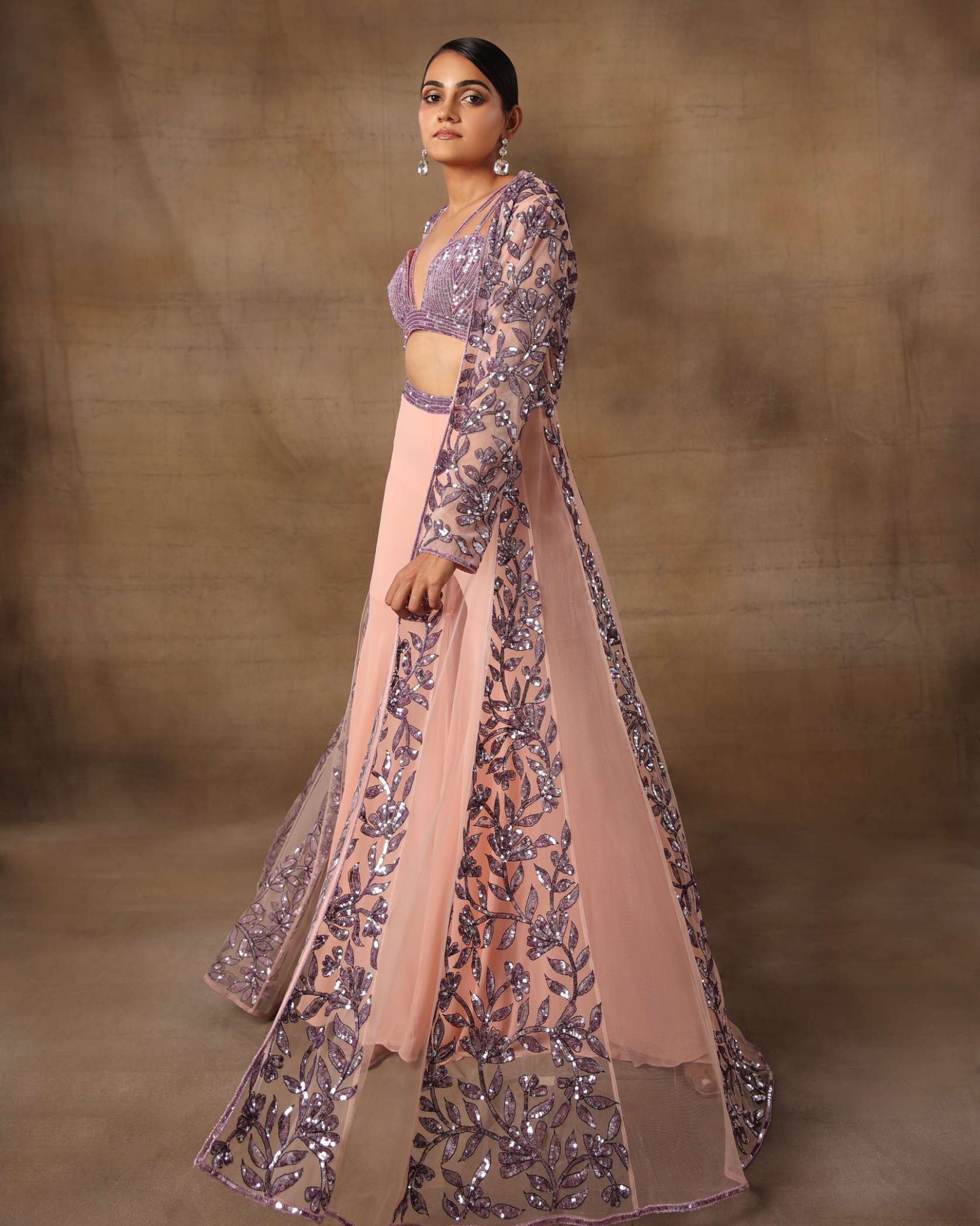 Lilac Sequence Sheeted Choli