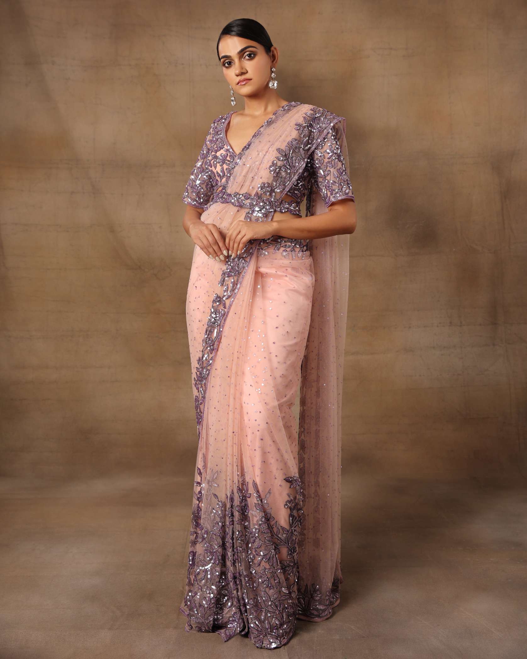 Lilac Stitched Saree