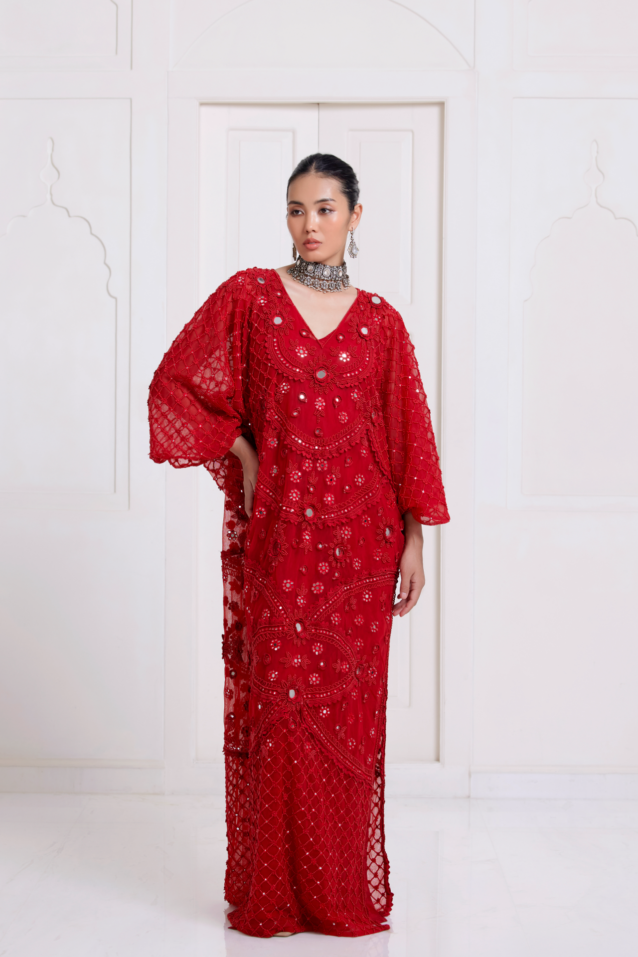 Red Embroidered Kaftan