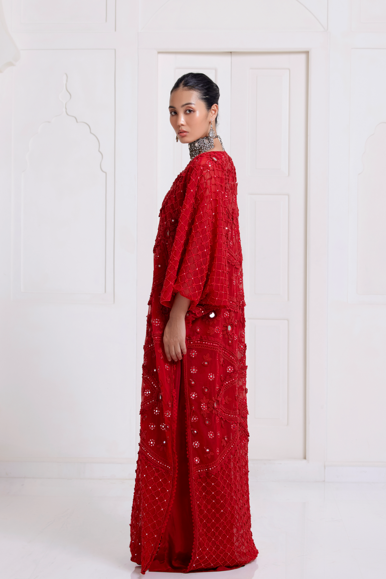 Red Embroidered Kaftan