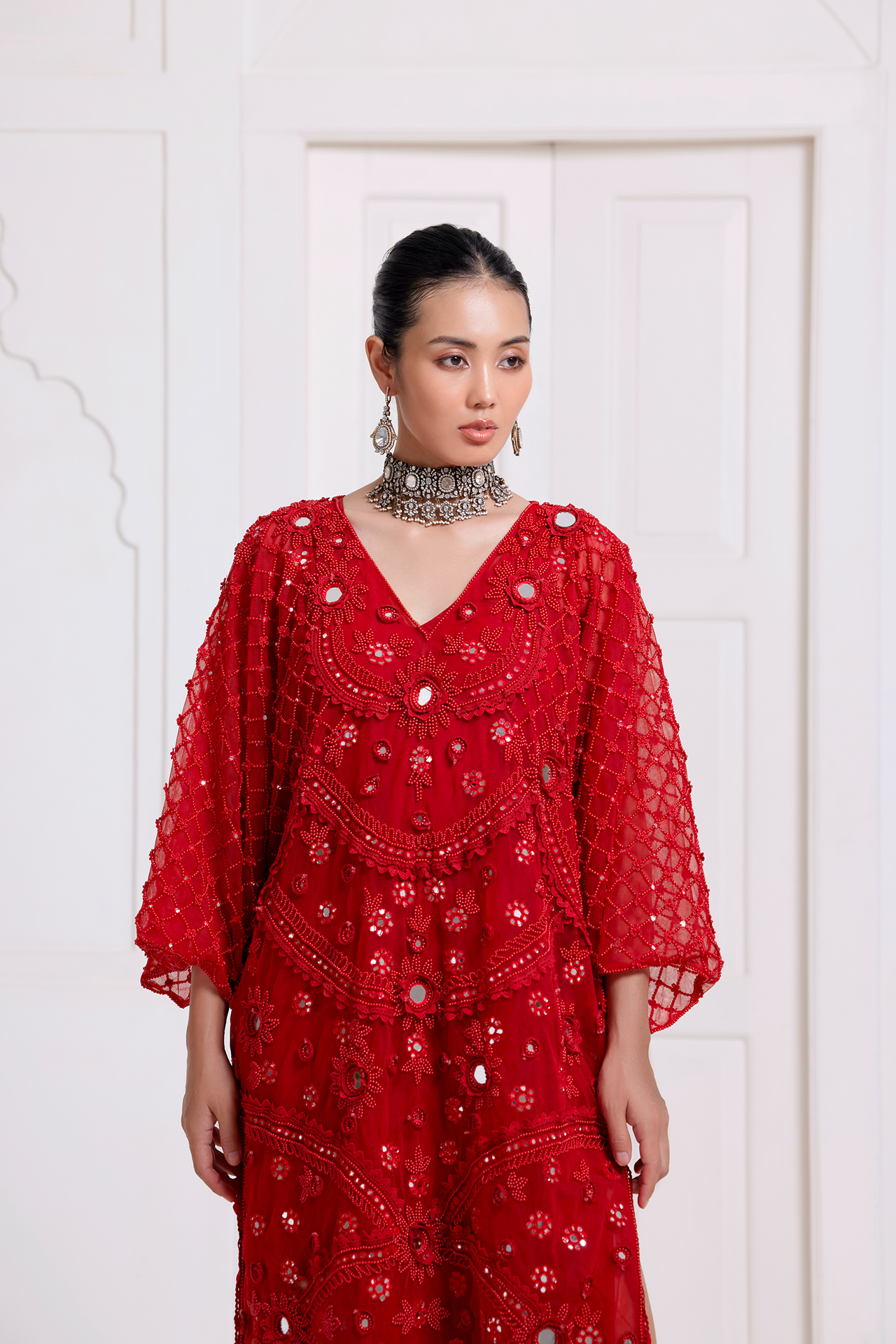 Red Embroidered Kaftan