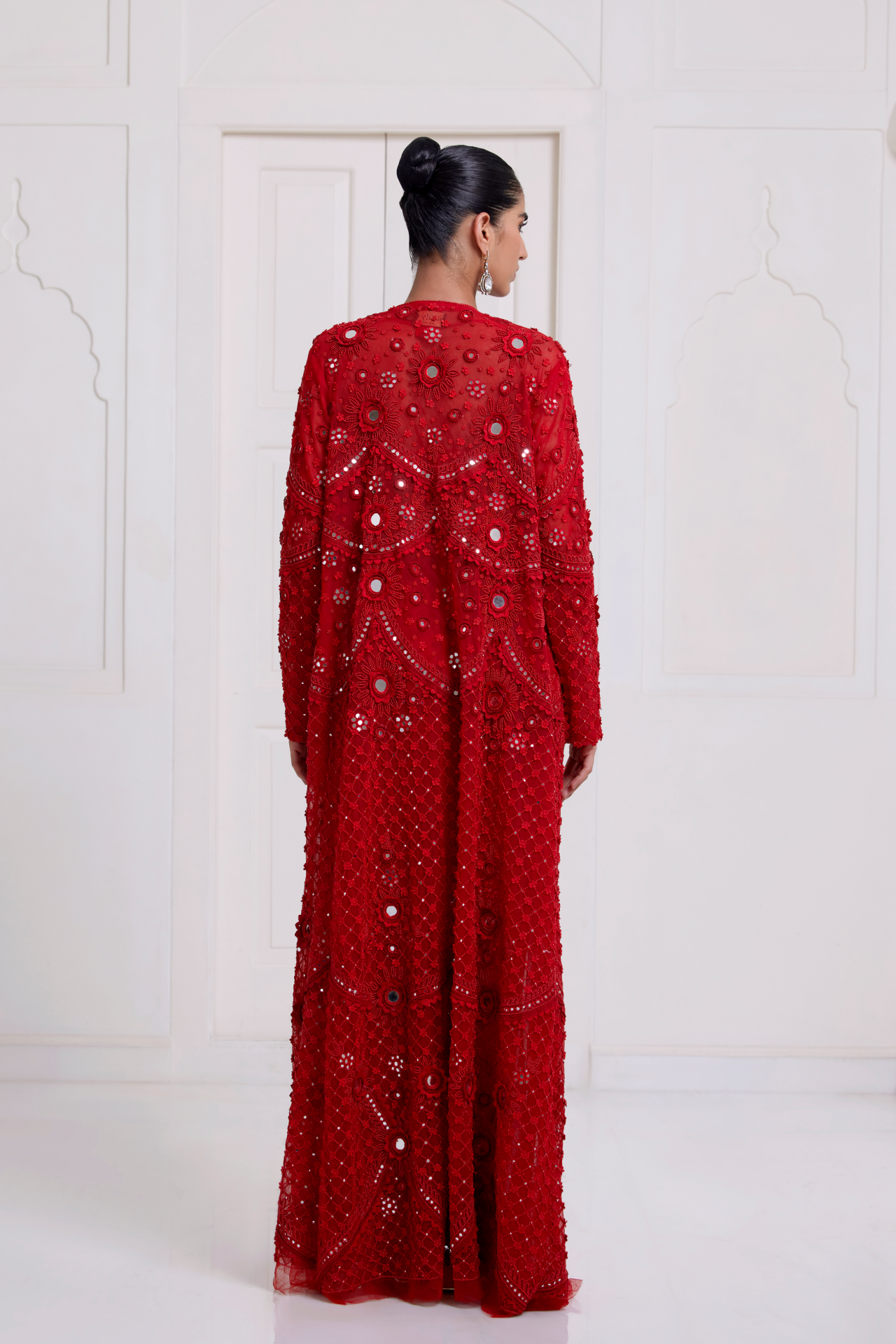 Red Embroidered Long Jacket