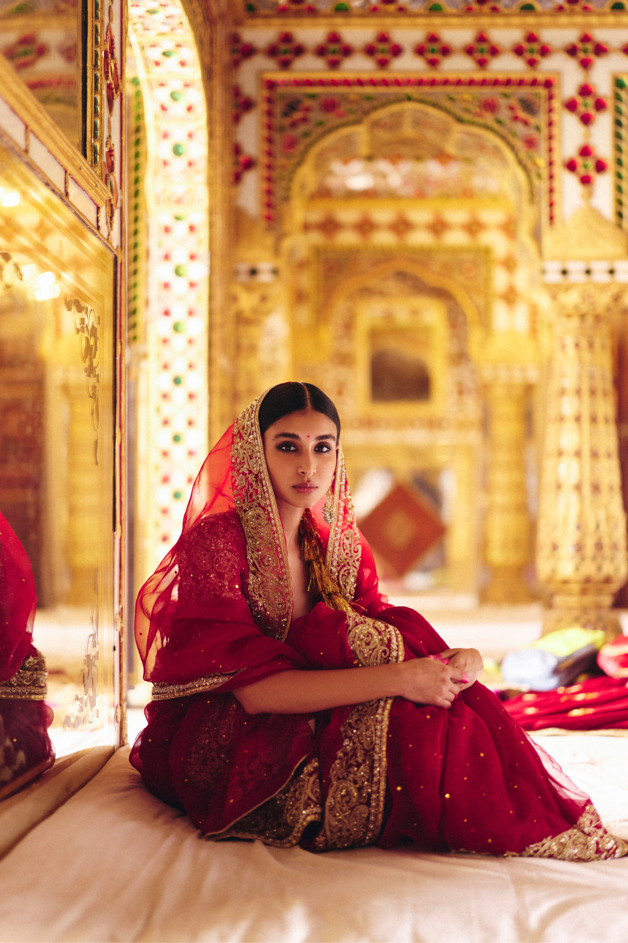 Red Embroidered Saree