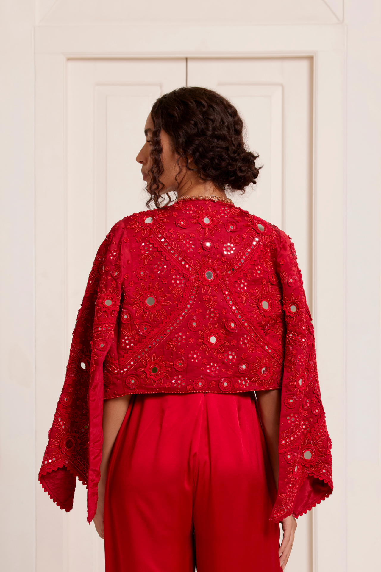 Red Embroidered Short Jacket