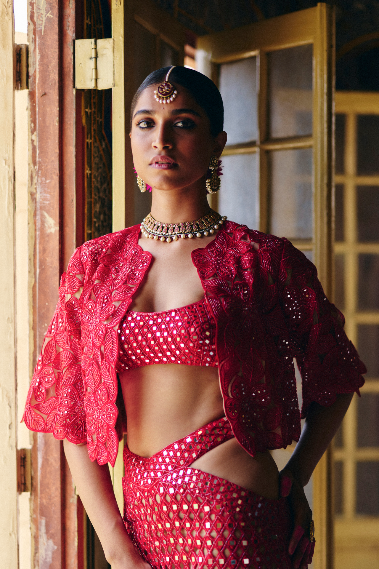 Red Mirror Choli