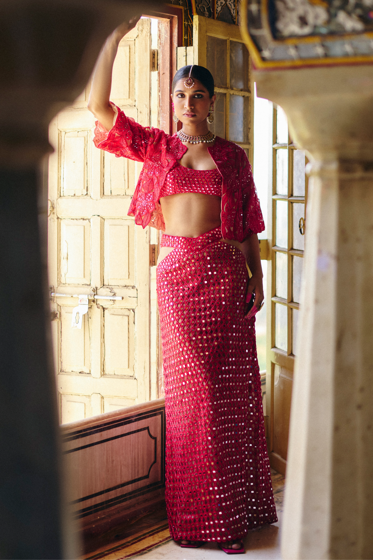Red Mirror Choli