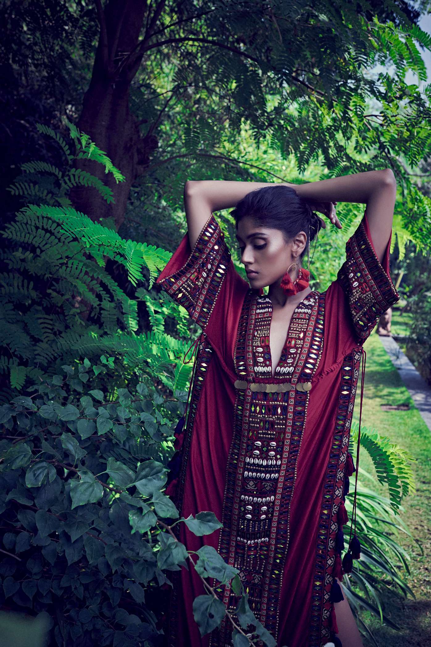 Maroon Tribal Kaftan