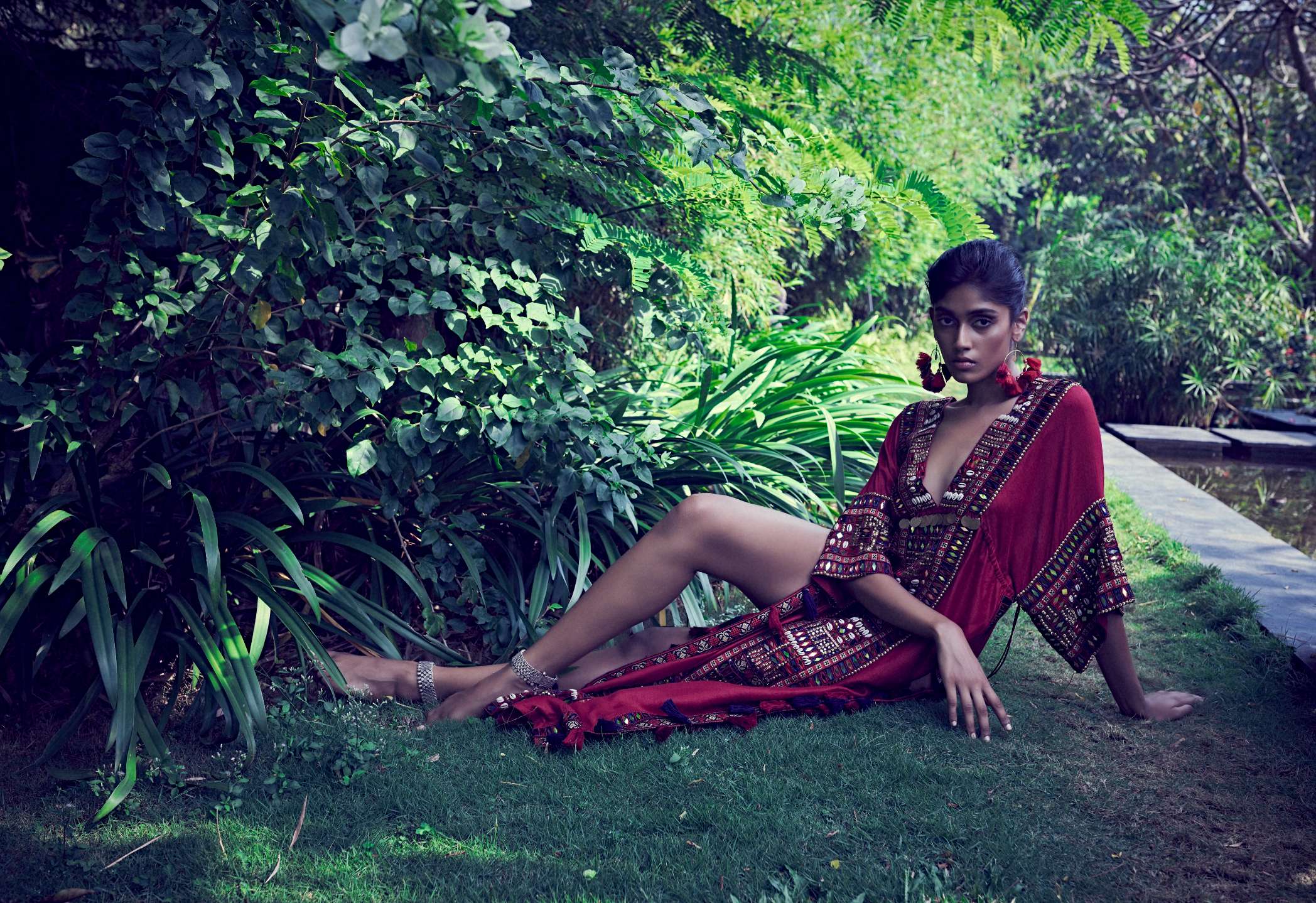 Maroon Tribal Kaftan