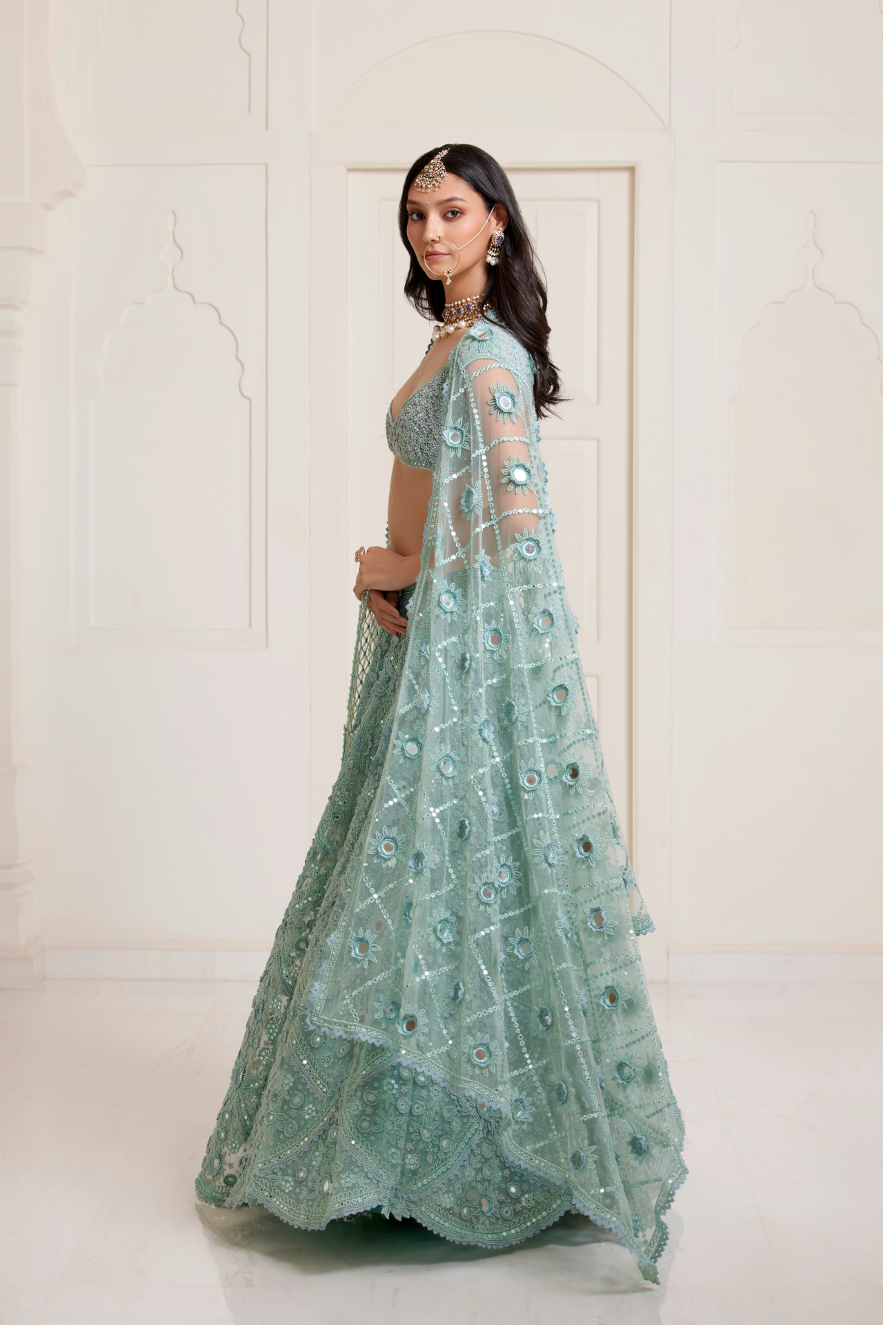 Sea Blue Big Jaal Dupatta
