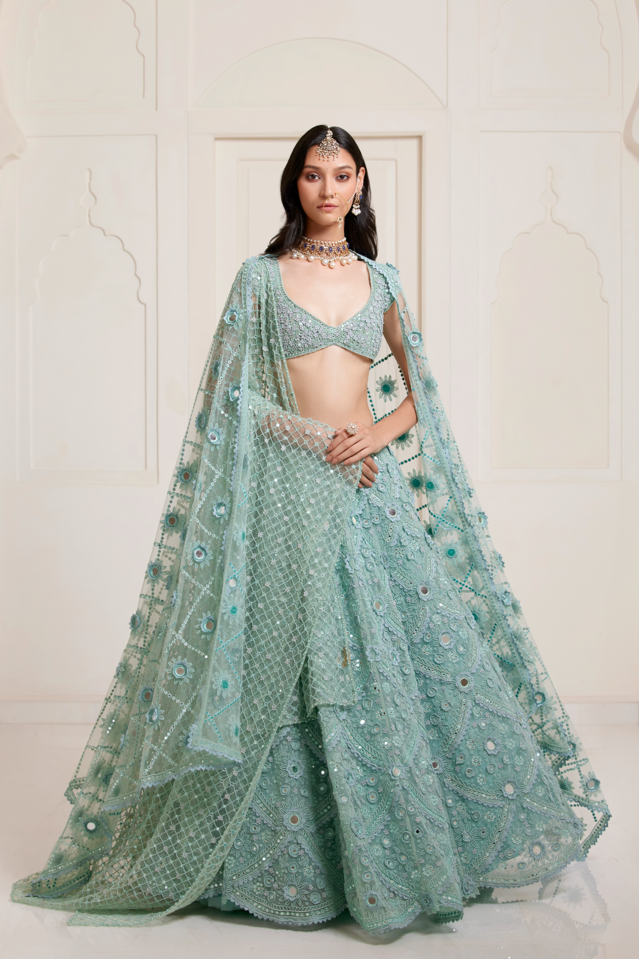 Sea Blue Big Jaal Dupatta