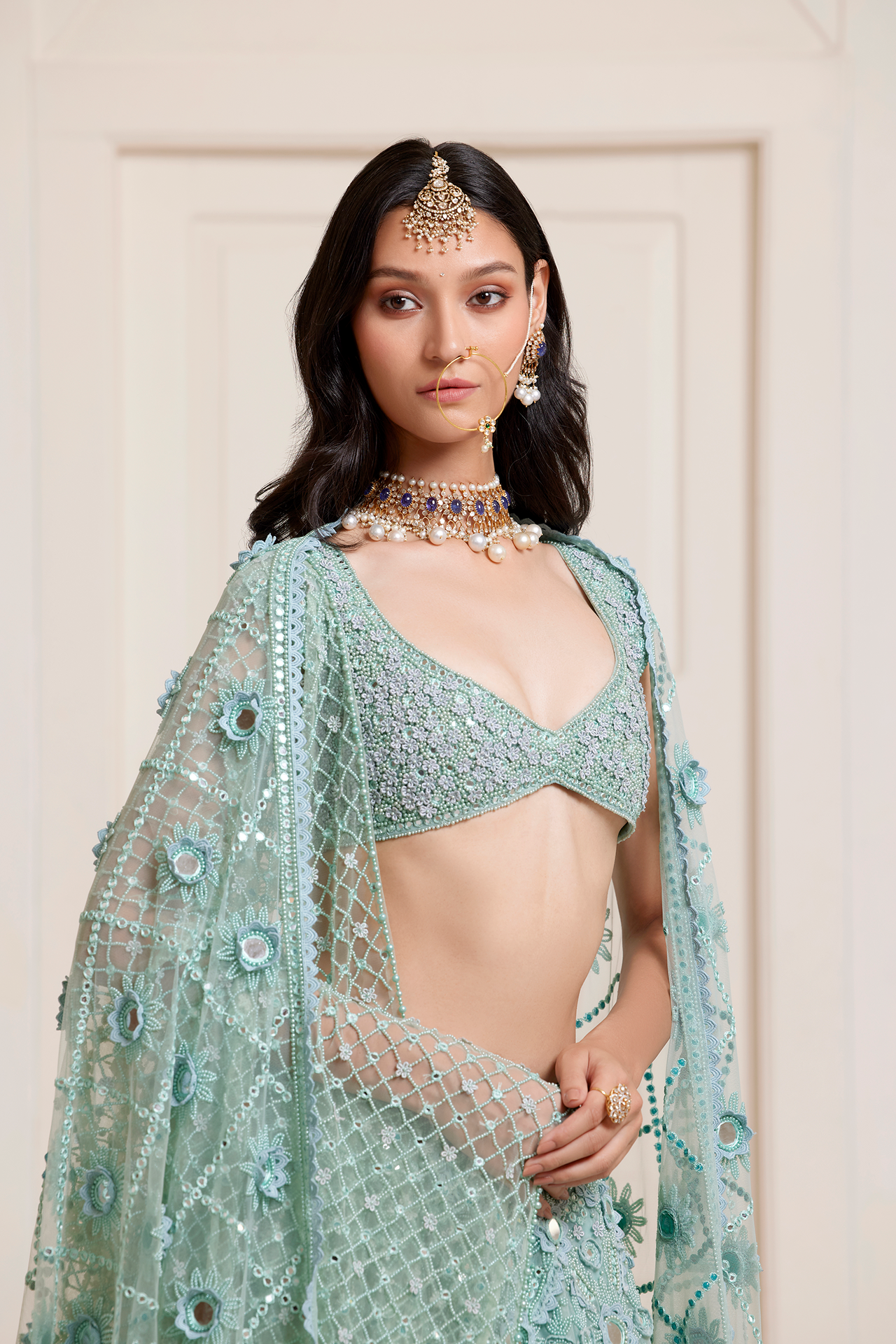 Sea Blue Big Jaal Dupatta