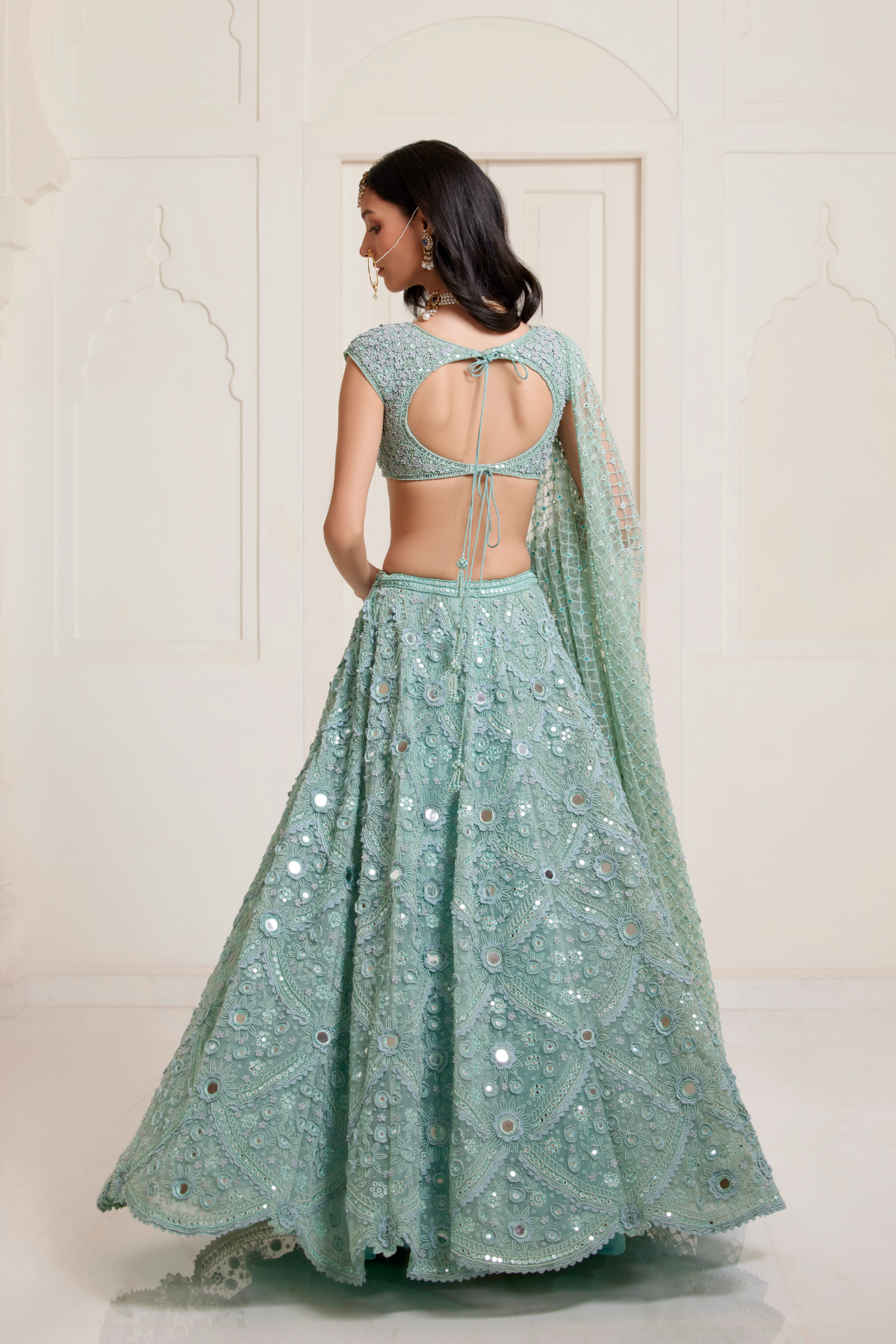 Sea Blue Big Jaal Dupatta