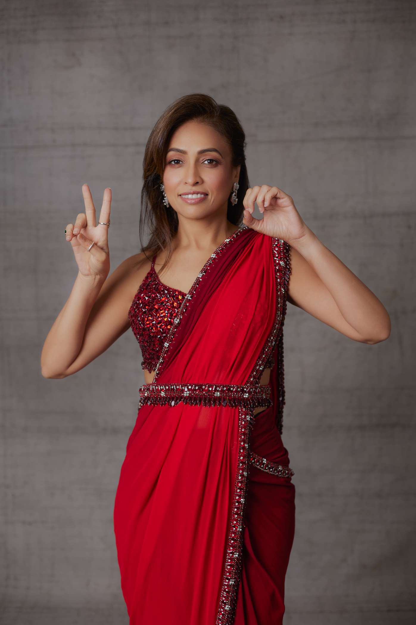 Ruby Red Stone Sheeted Blouse